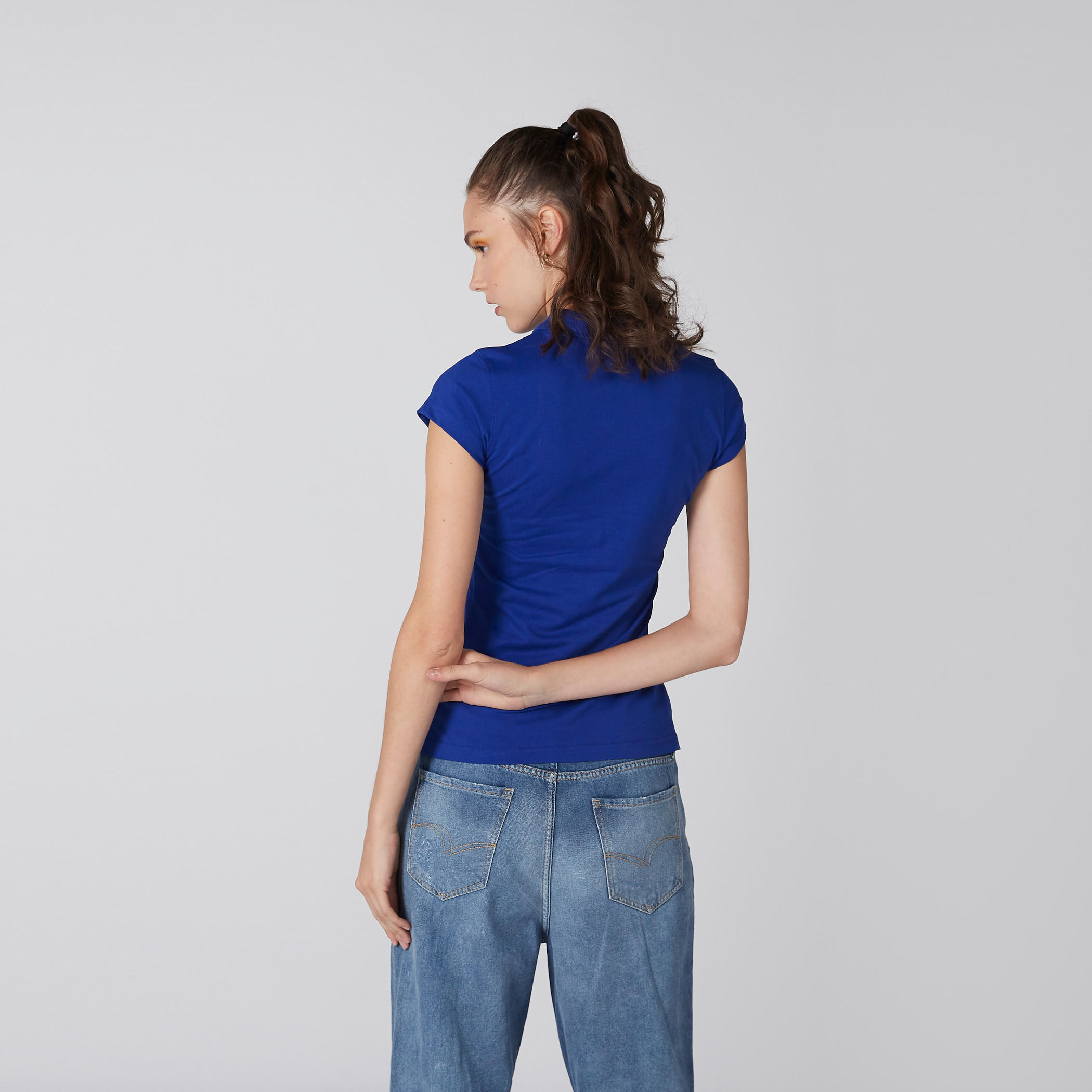 Polo Neck T-Shirt with Cap Sleeves-women-clothing-tshirts-image-3