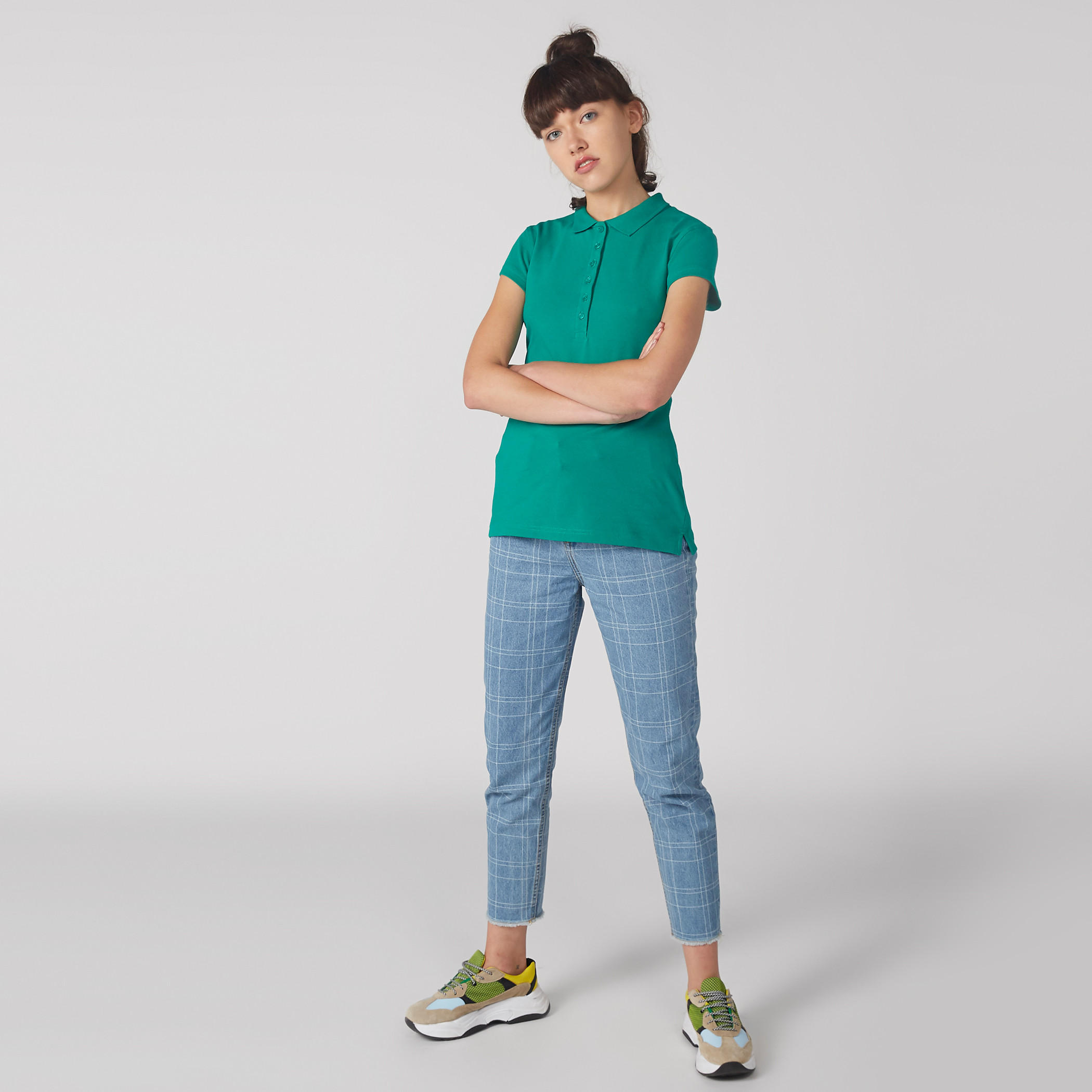 Polo Neck T-Shirt with Short Sleeves-women-clothing-tshirts-image-1