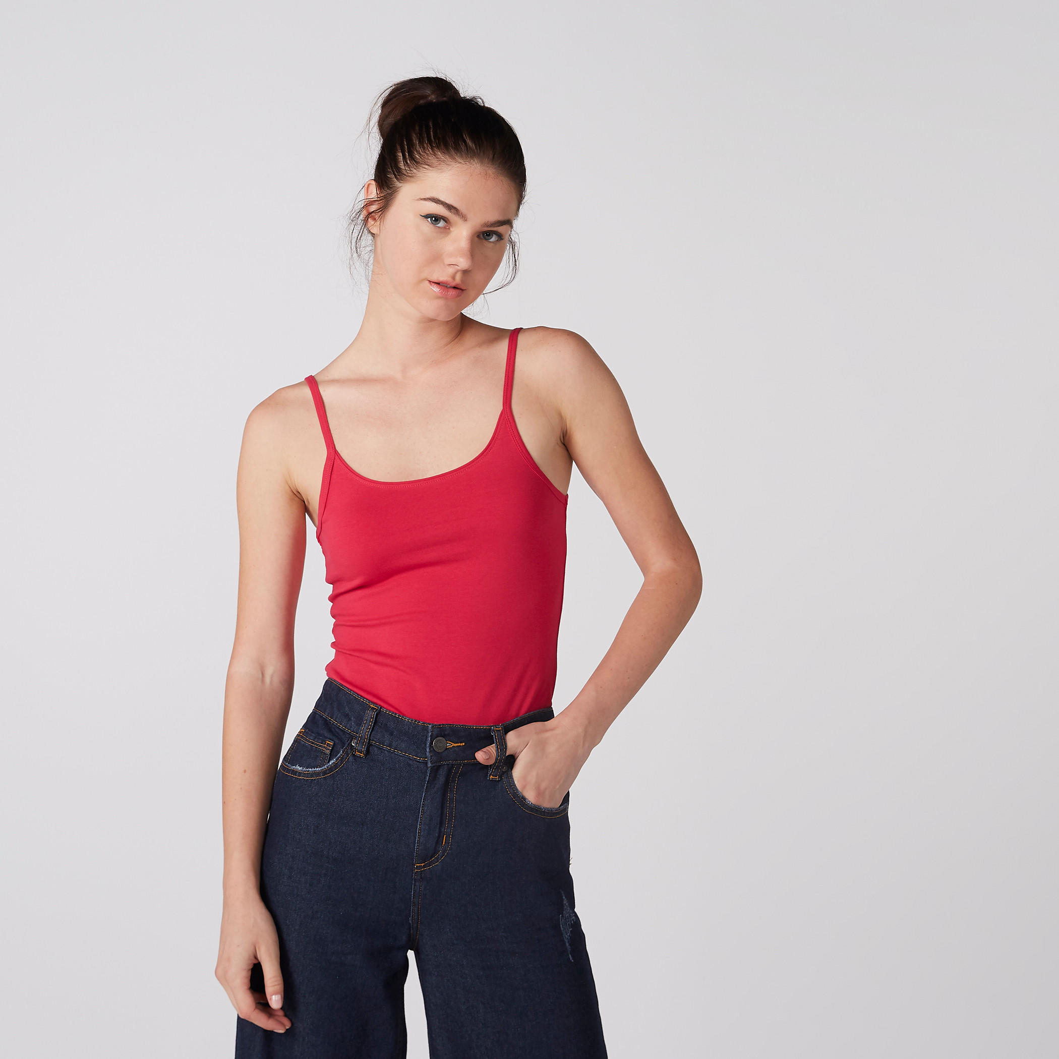 Scoop Neck Camisole with Spaghetti Straps-women-clothing-tshirts-image-1