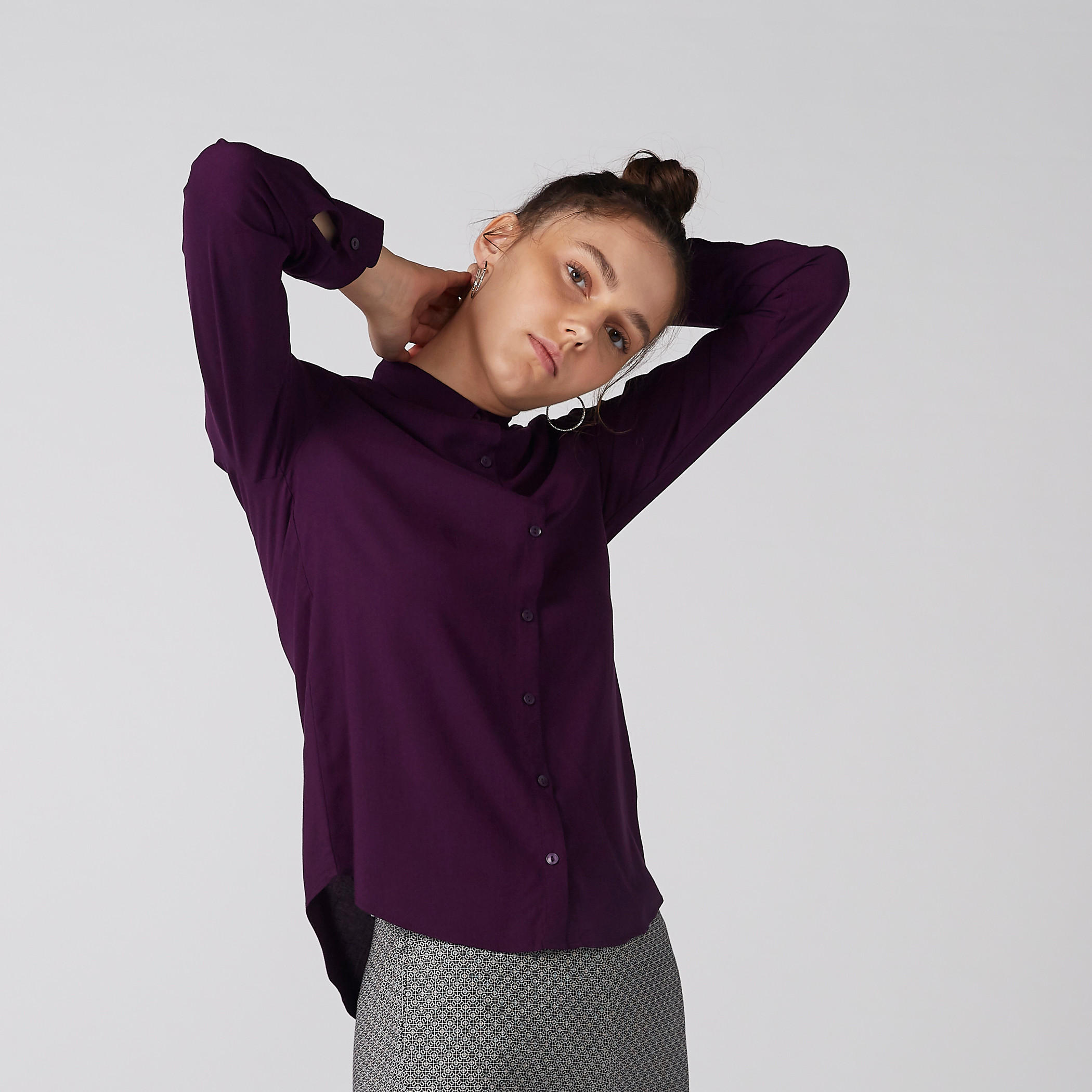 Long Sleeves Shirt with Collar and Complete Placket-women-clothing-shirtsandblouses-shirts-image-4