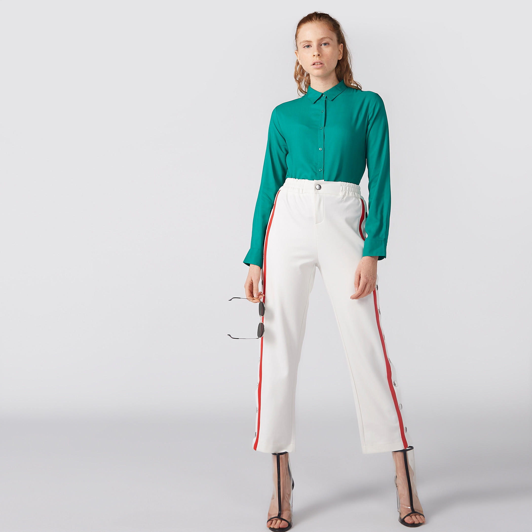 Collared Shirt with Long Sleeves and Complete Placket-women-clothing-shirtsandblouses-shirts-image-1