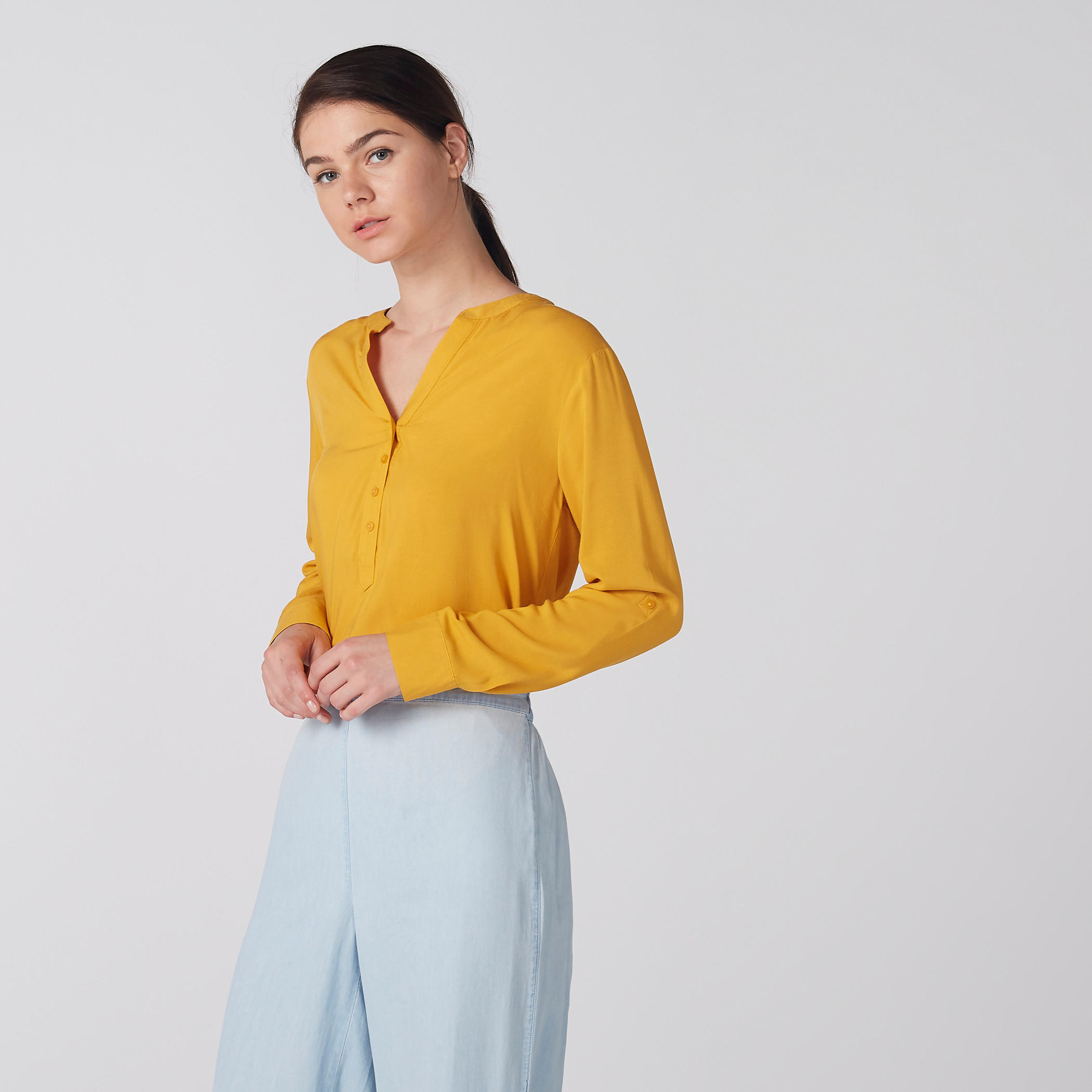 Henley Neck Top with Long Sleeves-women-clothing-shirtsandblouses-blouses-image-3