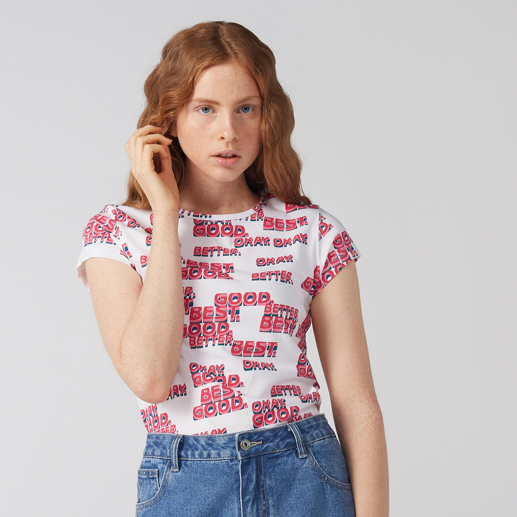 Printed T-Shirt with Round Neck-women-clothing-tshirts-image-1