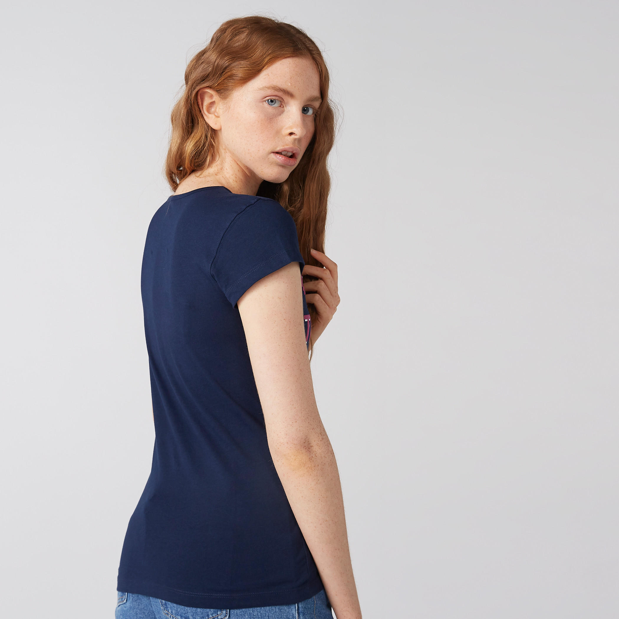 Printed T-Shirt with Round Neck and Cap Sleeves-women-clothing-tshirts-image-3
