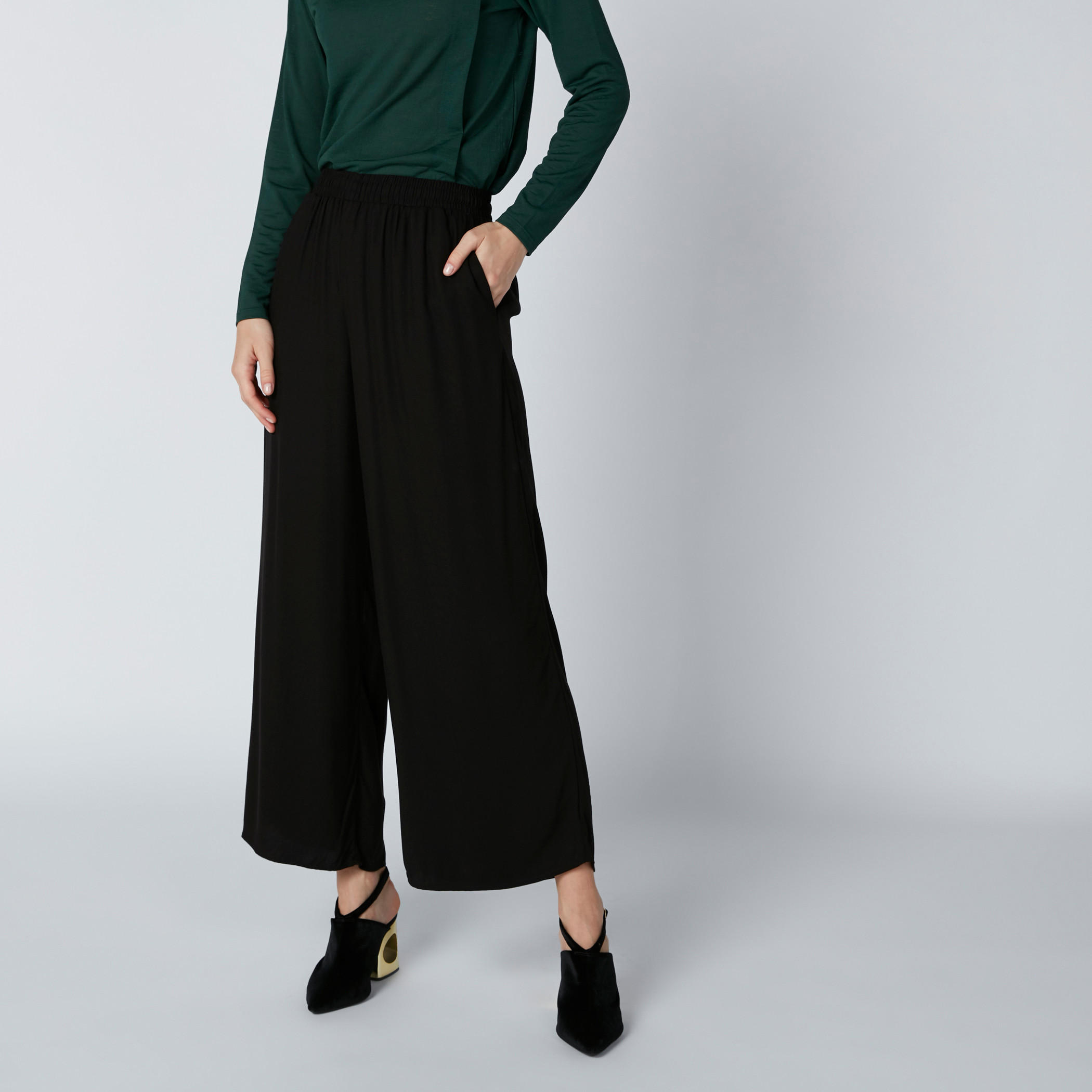 بنطال بالازو كشكش بخصر مطّاطي وجيوب-women-clothing-bottoms-trousers-image-1