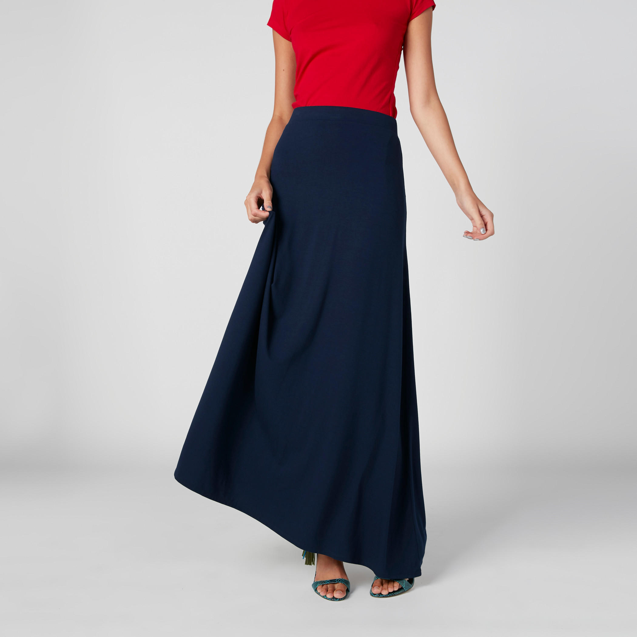 تنورة طويلة إيه لاين بخصر مطاطي-women-clothing-bottoms-skirts-image-8