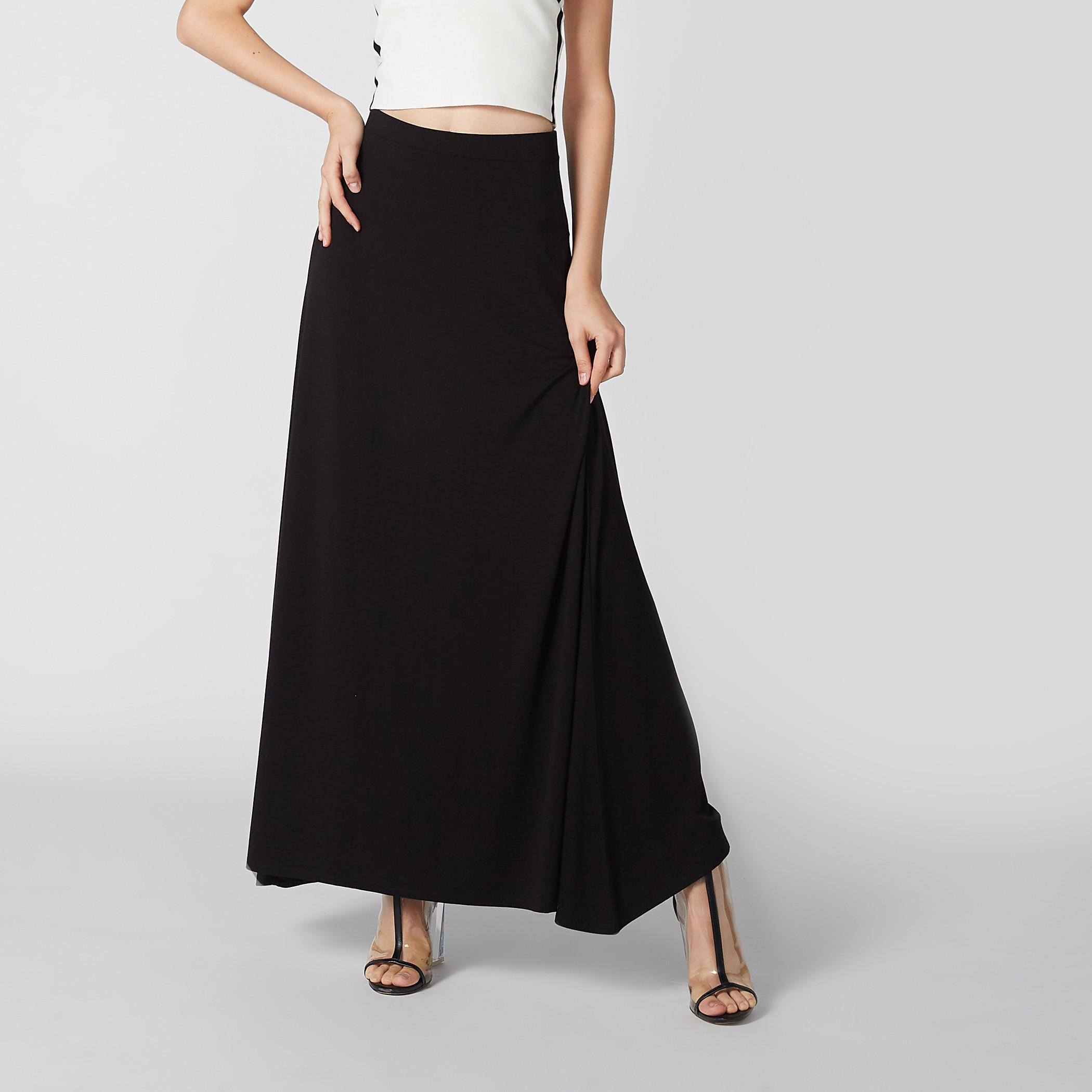 تنورة طويلة إيه لاين بخصر مطاطي-women-clothing-bottoms-skirts-image-4