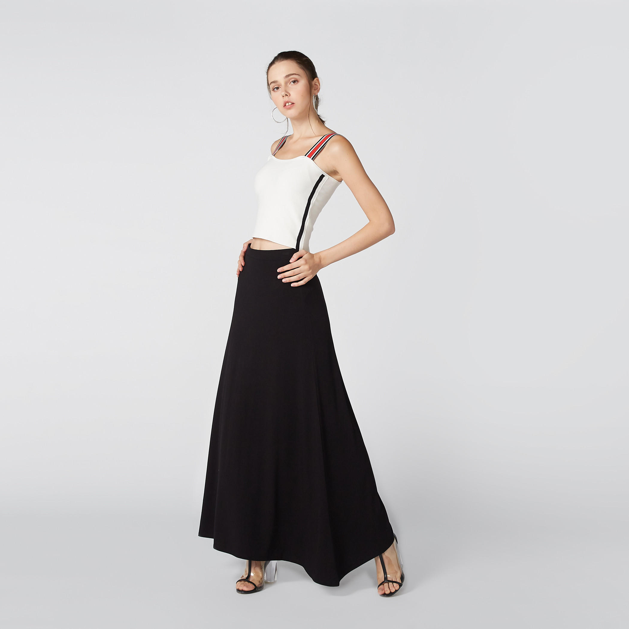 تنورة طويلة إيه لاين بخصر مطاطي-women-clothing-bottoms-skirts-image-6