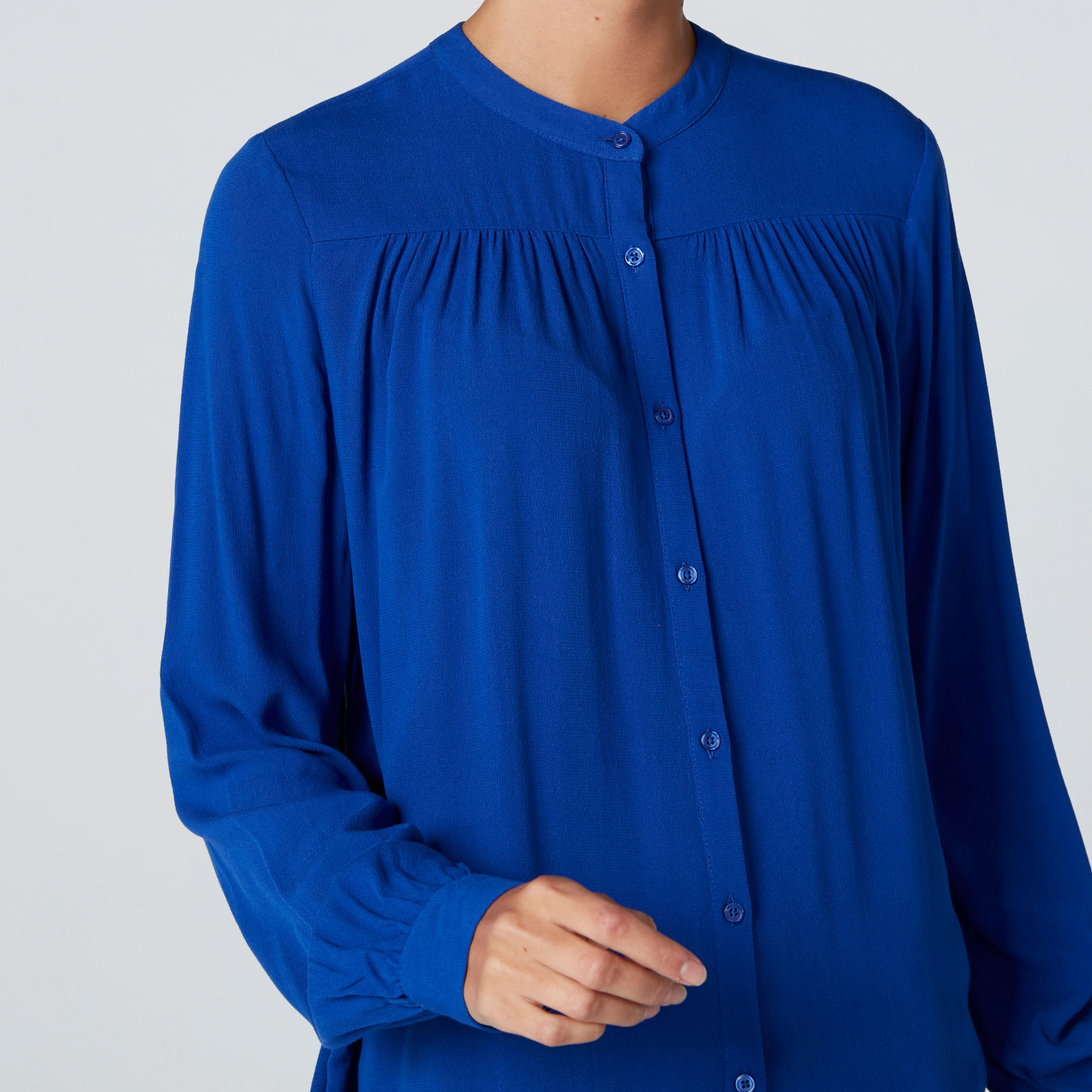 Mandarin Collar Shirt with Long Sleeves and Complete Placket-women-clothing-shirtsandblouses-shirts-image-4
