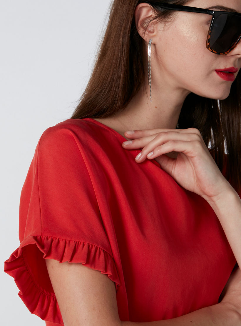 Boxy Top with Round Neck and Ruffle Detail Sleeves-women-clothing-shirtsandblouses-blouses-image-5