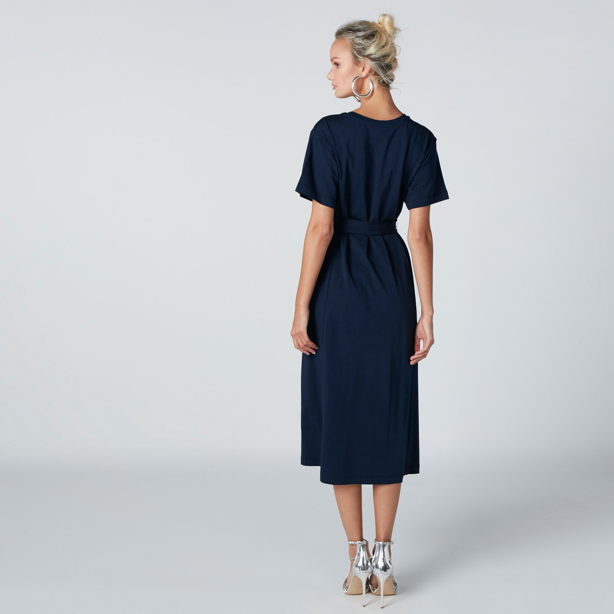 Midi Dress with Short Sleeves and Belt-women-clothing-dresses-image-2