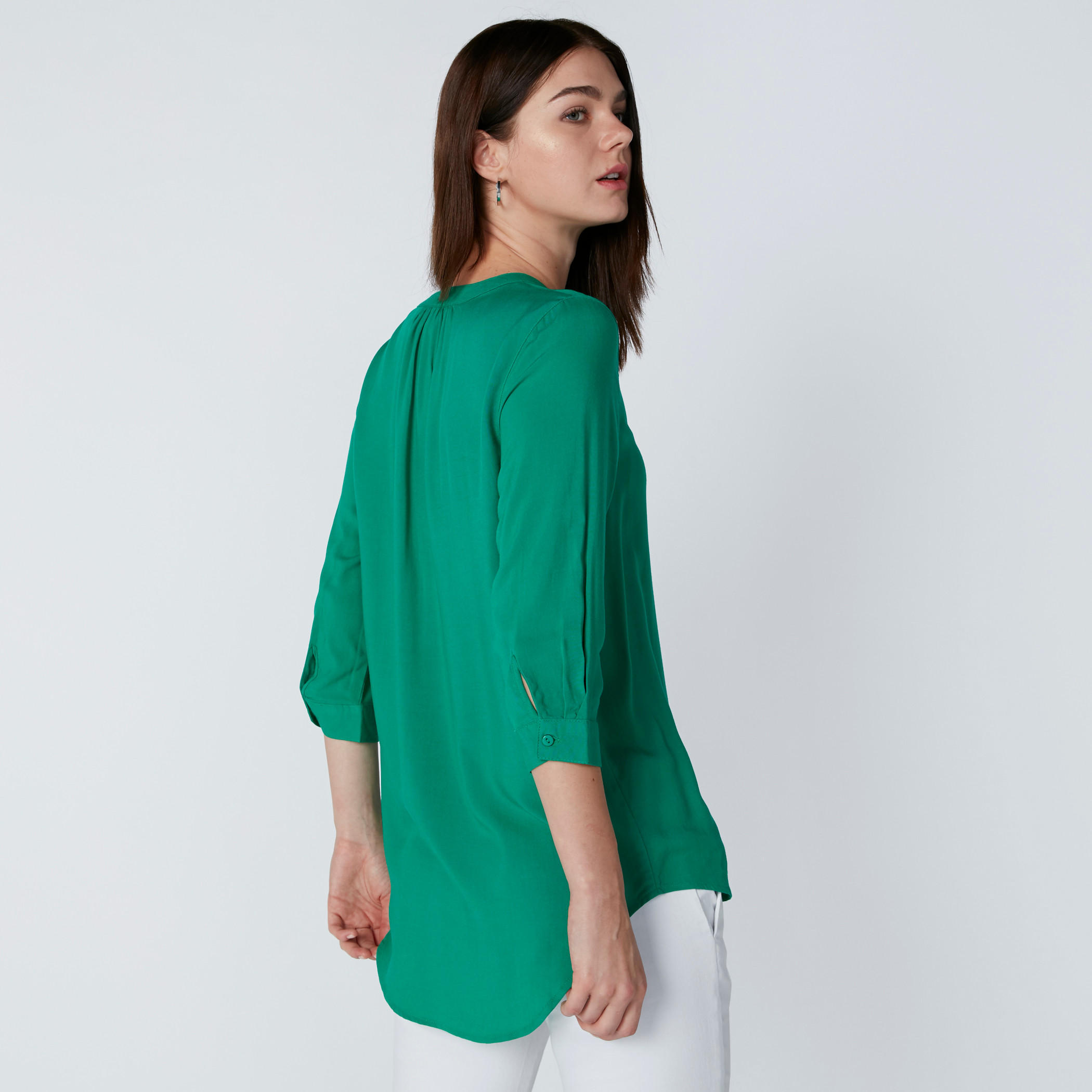 Mandarin Collar Top with 3/4 Sleeves-women-clothing-shirtsandblouses-blouses-image-2