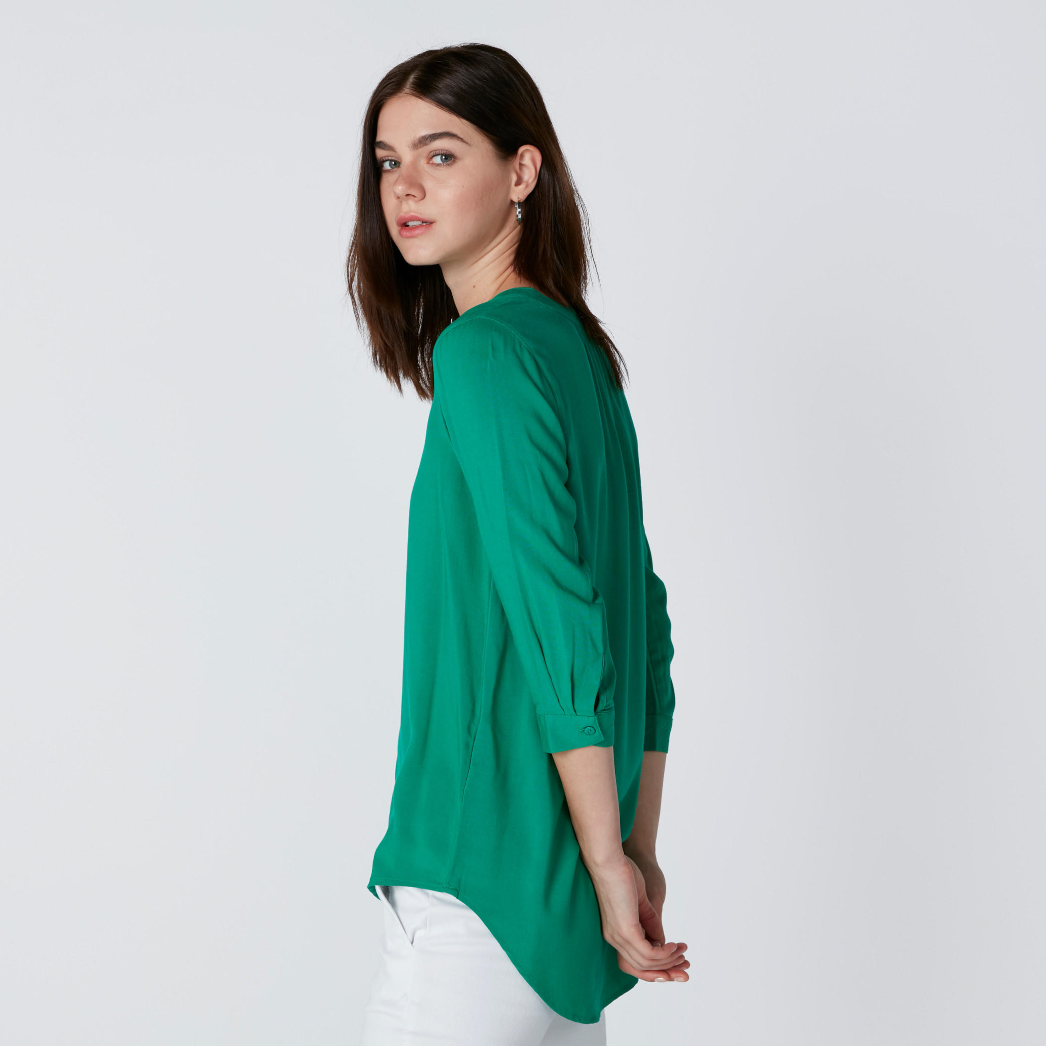 Mandarin Collar Top with 3/4 Sleeves-women-clothing-shirtsandblouses-blouses-image-4