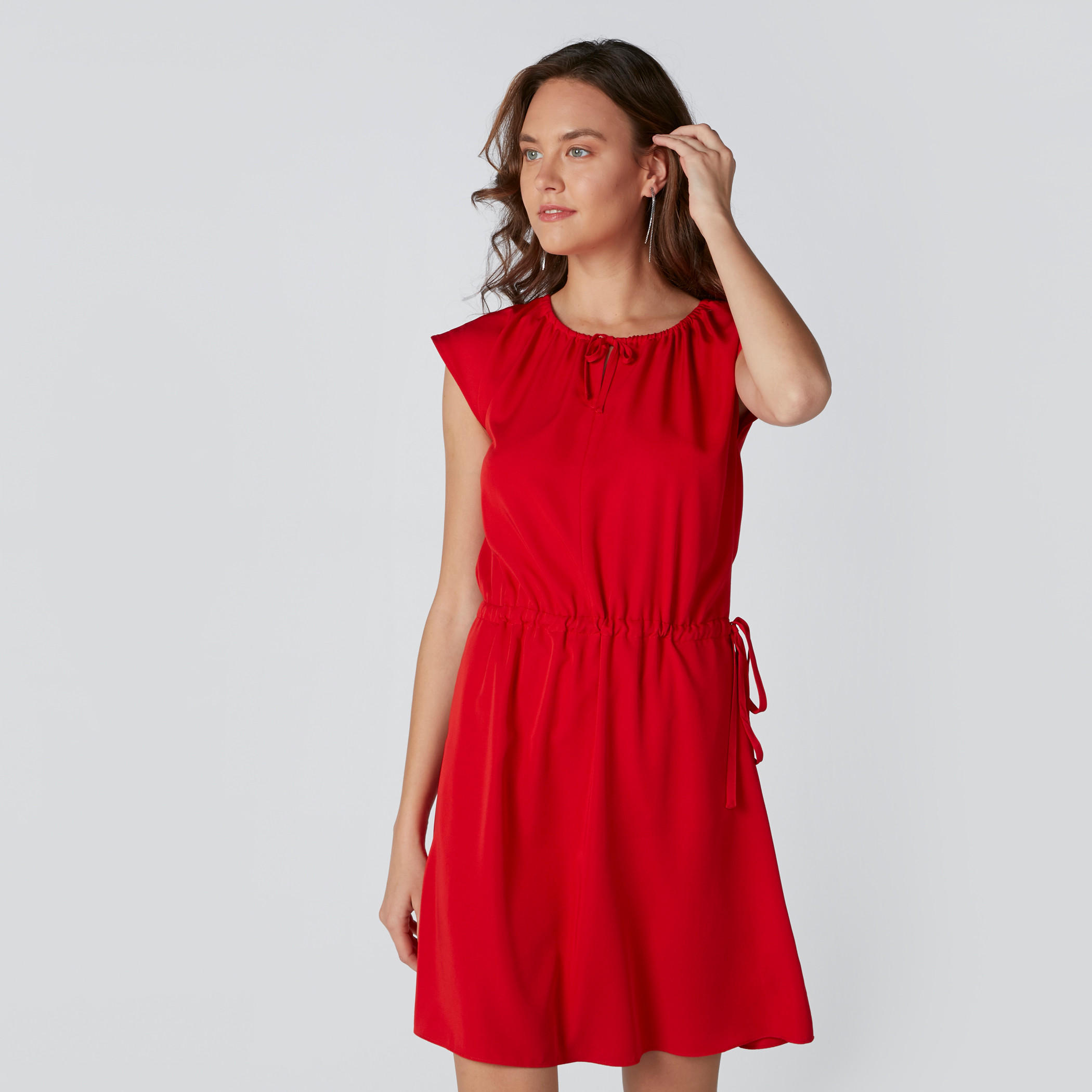 Pocket Detail Dress with Cap Sleeves-women-clothing-dresses-image-3
