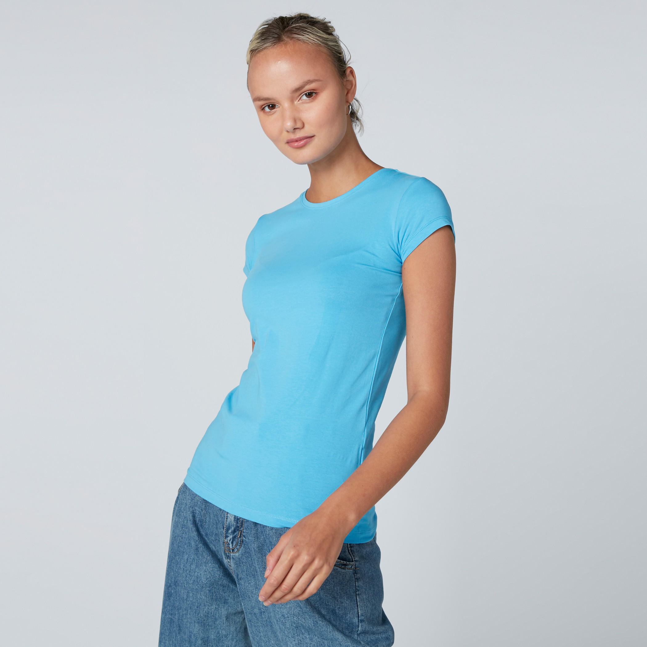 Round Neck T-Shirt with Cap Sleeves-women-clothing-tshirts-image-3