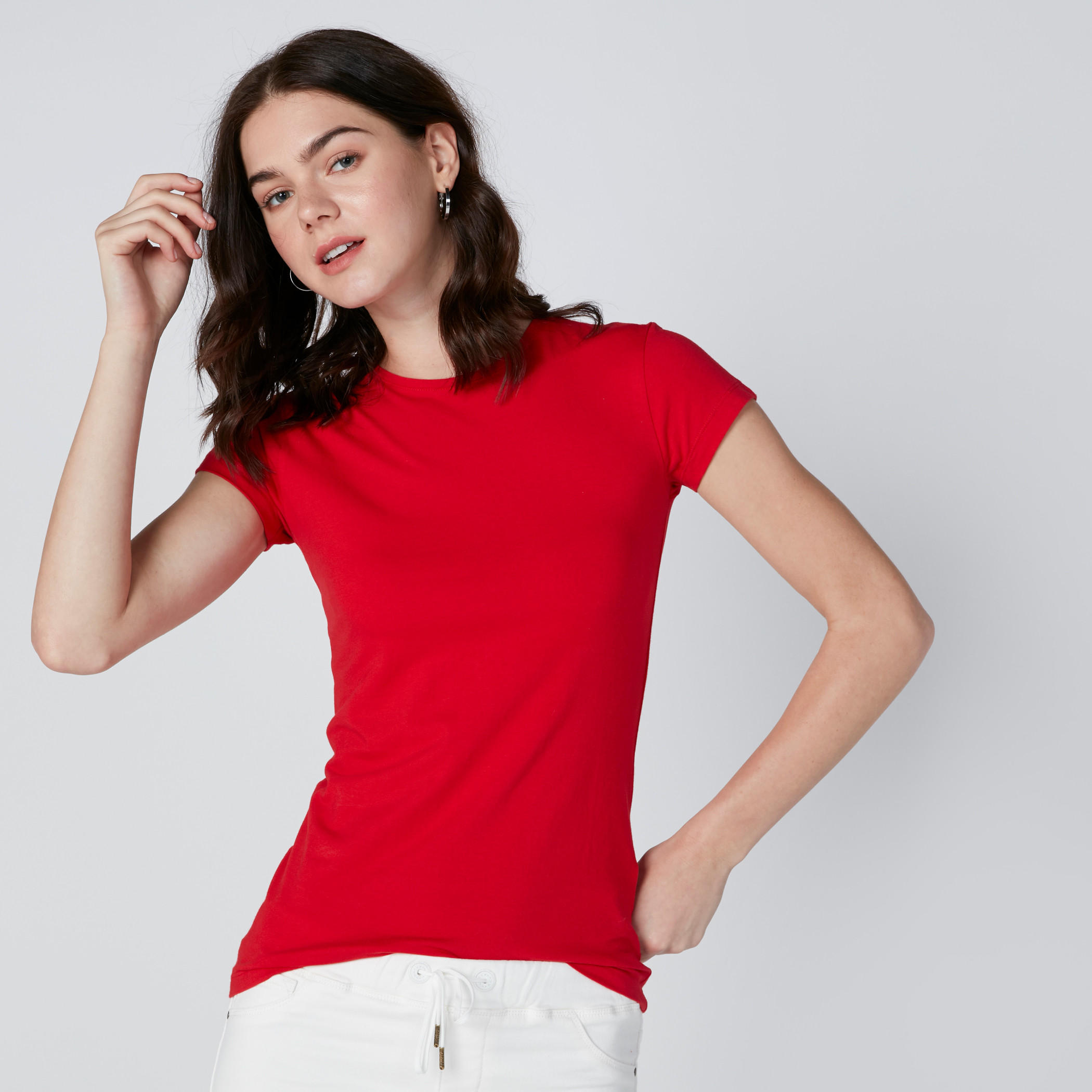 تيشيرت بياقة مستديرة وأكمام قصيرة-women-clothing-tshirts-image-1