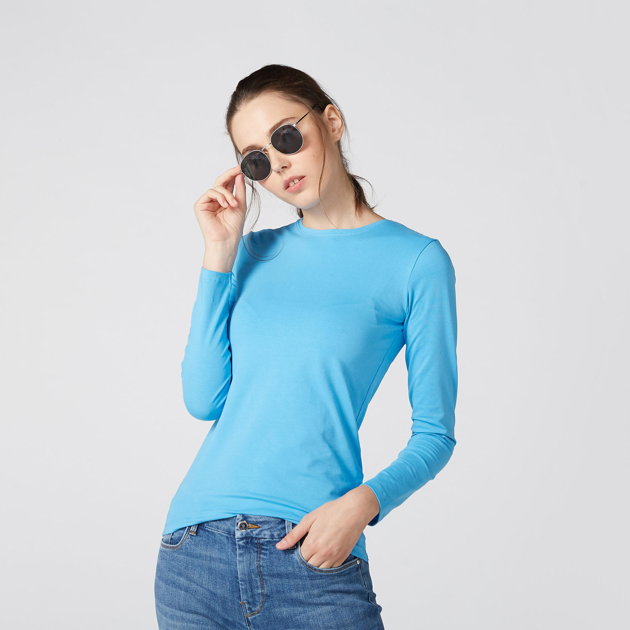 تيشيرت بياقة ضيقة وأكمام طويلة-women-clothing-tshirts-image-3