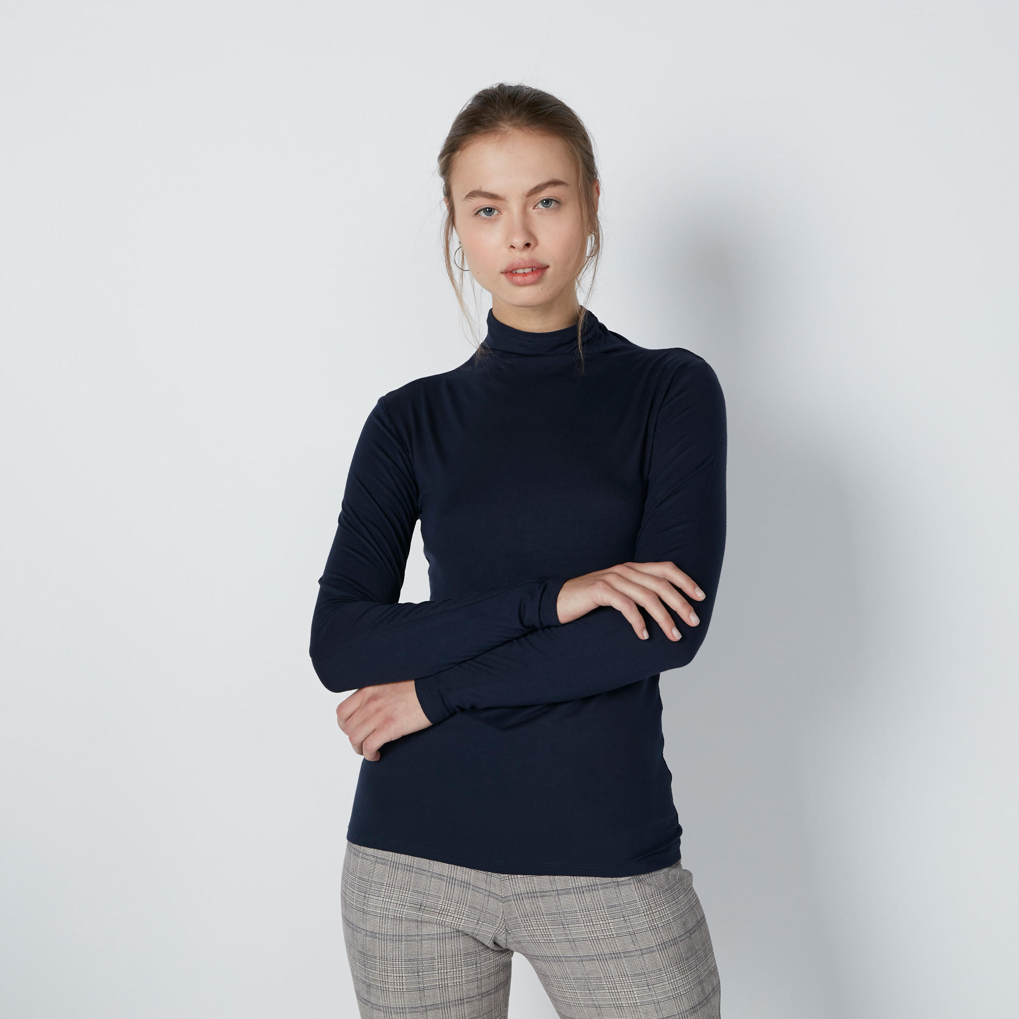 Turtle Neck T-Shirt with Long Sleeves-women-clothing-tshirts-image-3
