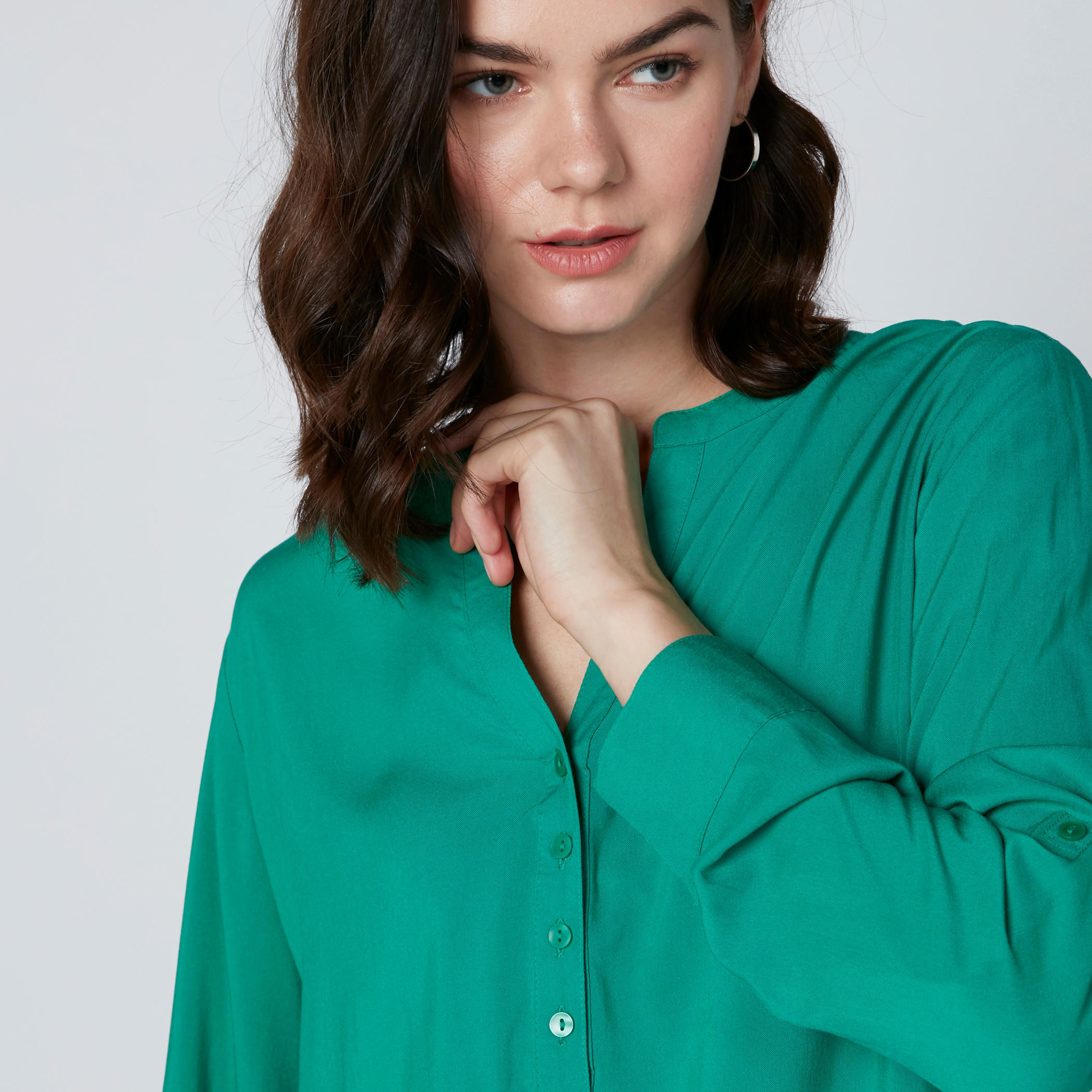 قميص بأكمام طويلة وصف أزرار كامل وياقة ماندارين-women-clothing-shirtsandblouses-blouses-image-3