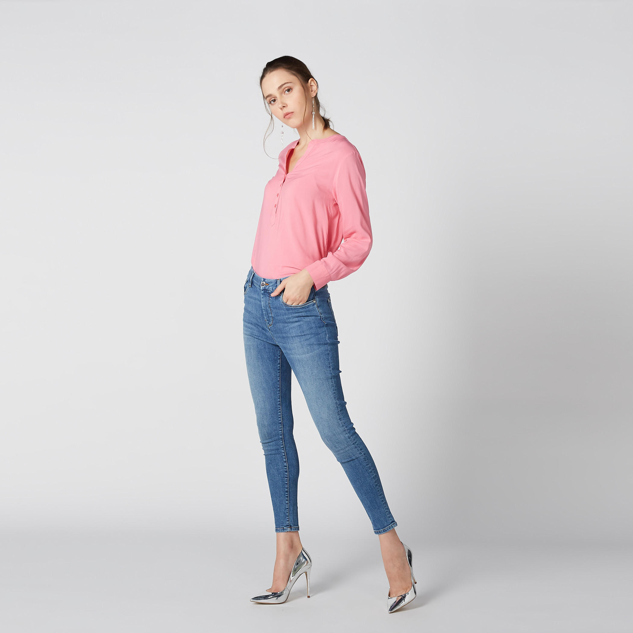 بلوزة بياقة ماندارين وأكمام طويلة-women-clothing-shirtsandblouses-blouses-image-2