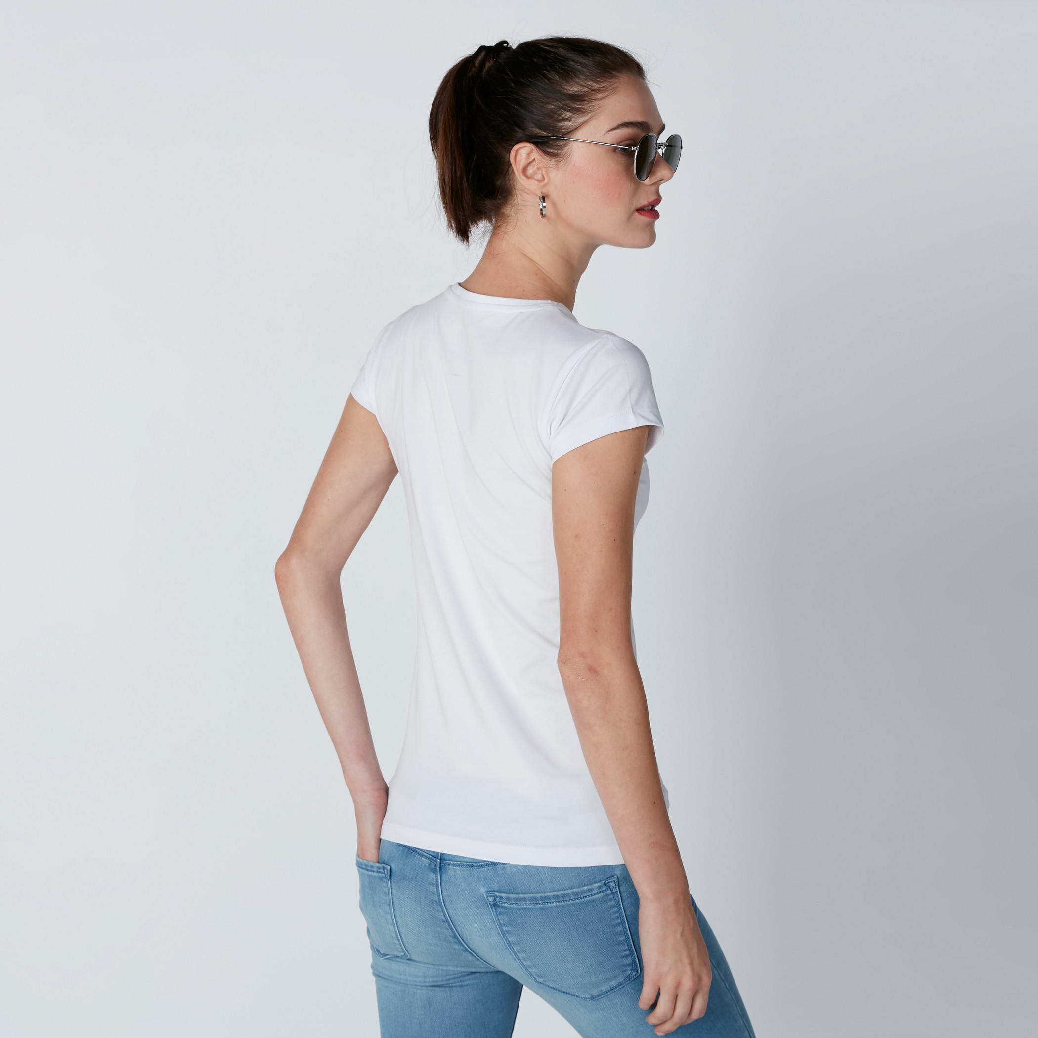 Round Neck T-Shirt with Cap Sleeves-women-clothing-tshirts-image-2