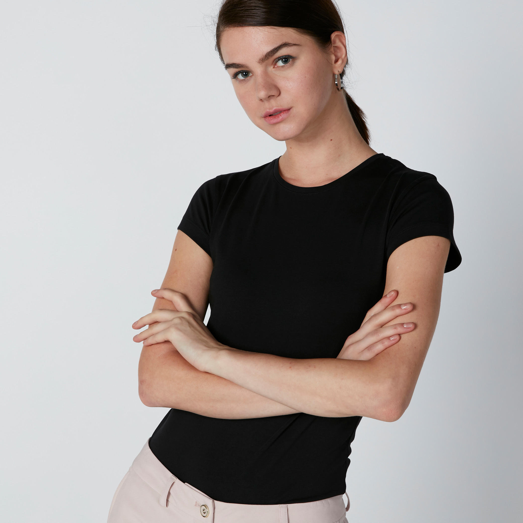 Cap Sleeves T-Shirt with Round Neck-women-clothing-tshirts-image-1