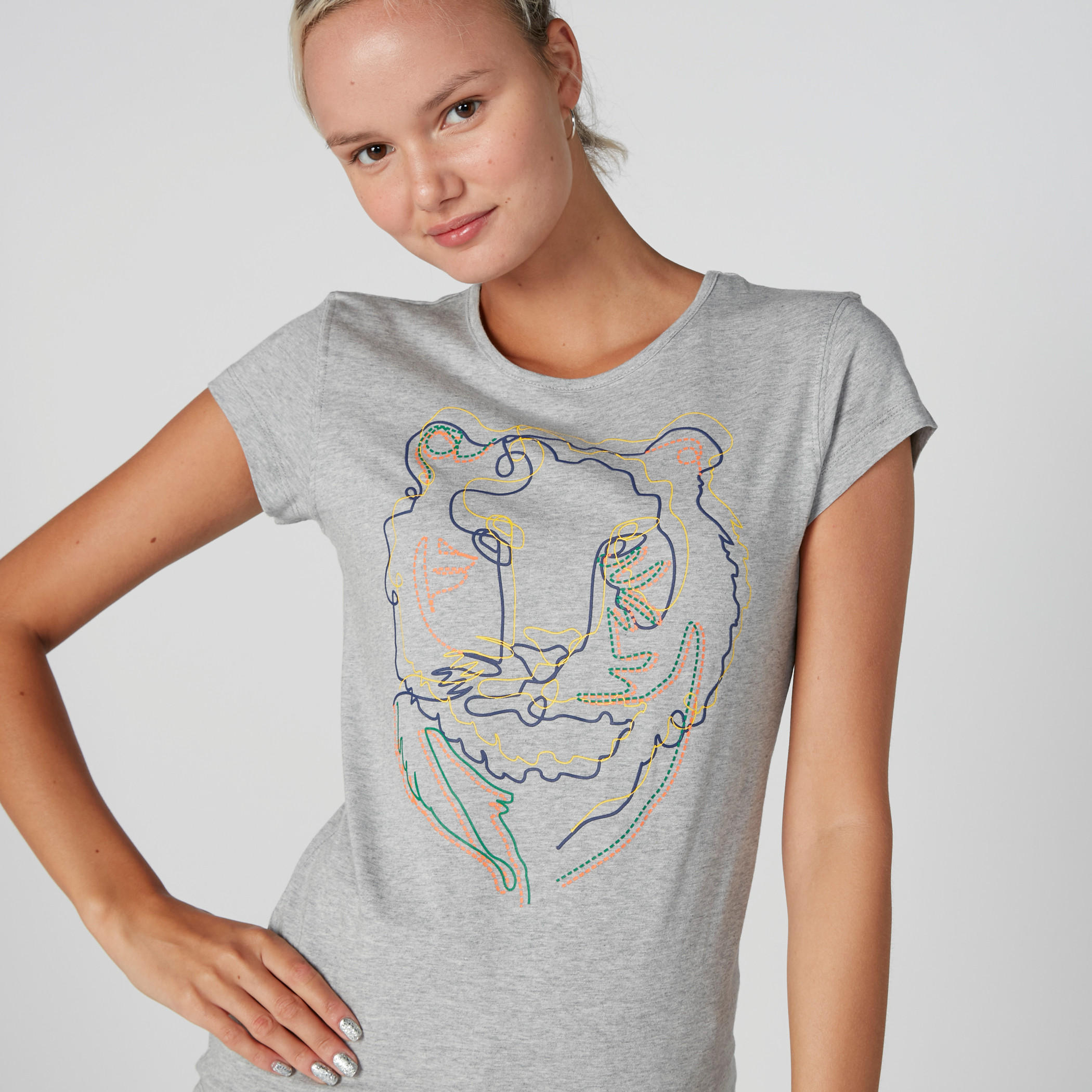 Printed T-Shirt with Round Neck in Slim Fit-women-clothing-tshirts-image-1