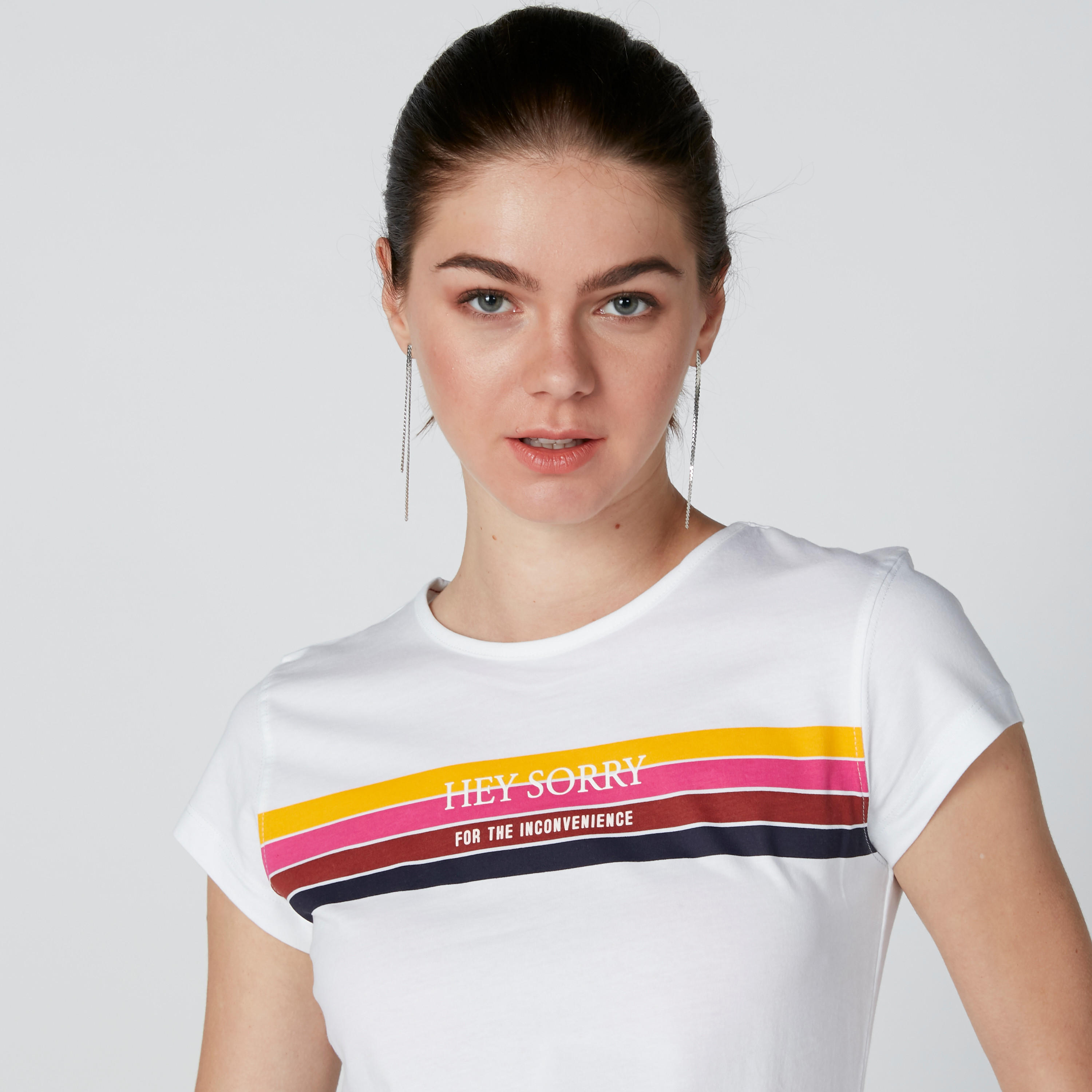 Printed T-Shirt in Slim Fit with Cap Sleeves-women-clothing-tshirts-image-1