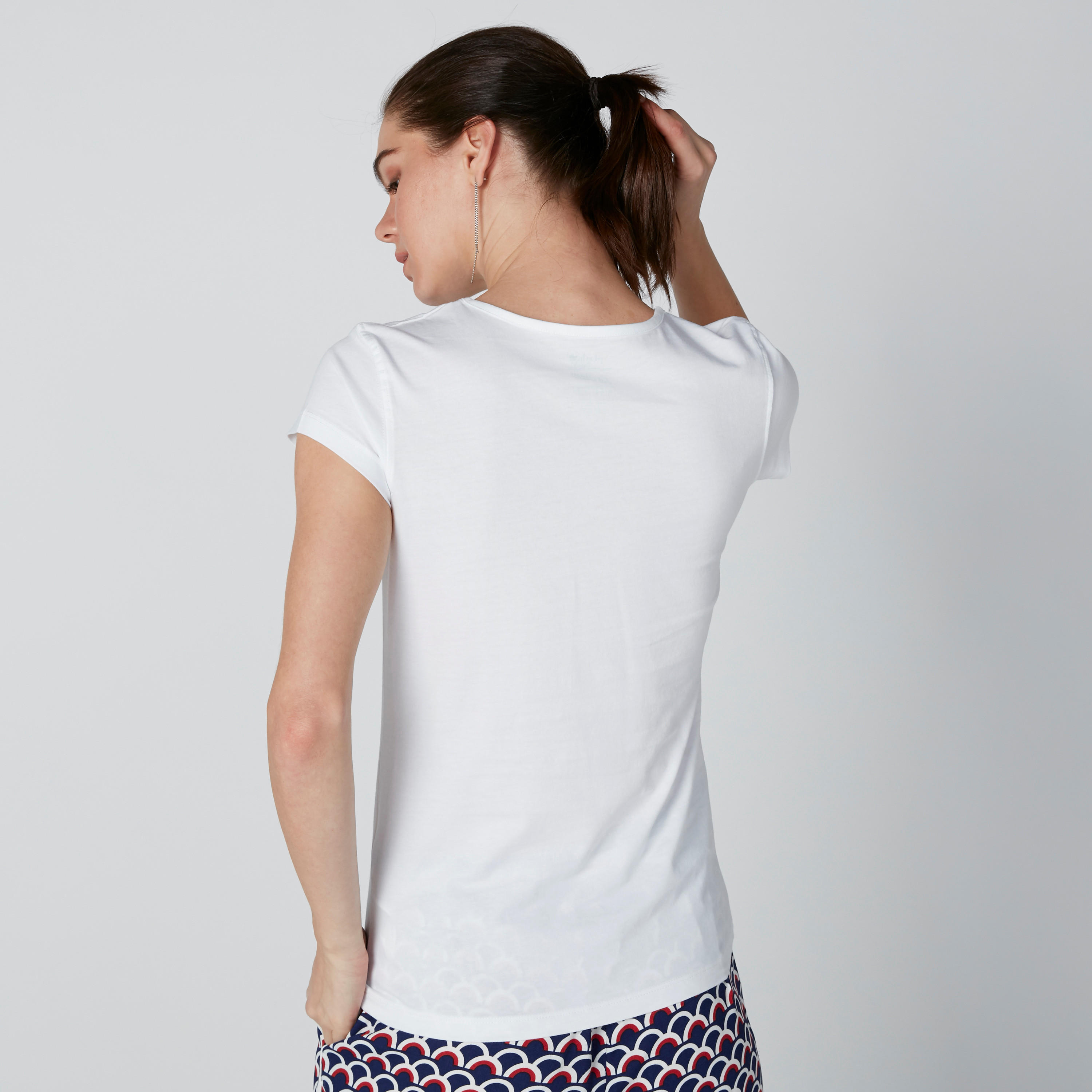 Printed T-Shirt in Slim Fit with Cap Sleeves-women-clothing-tshirts-image-2