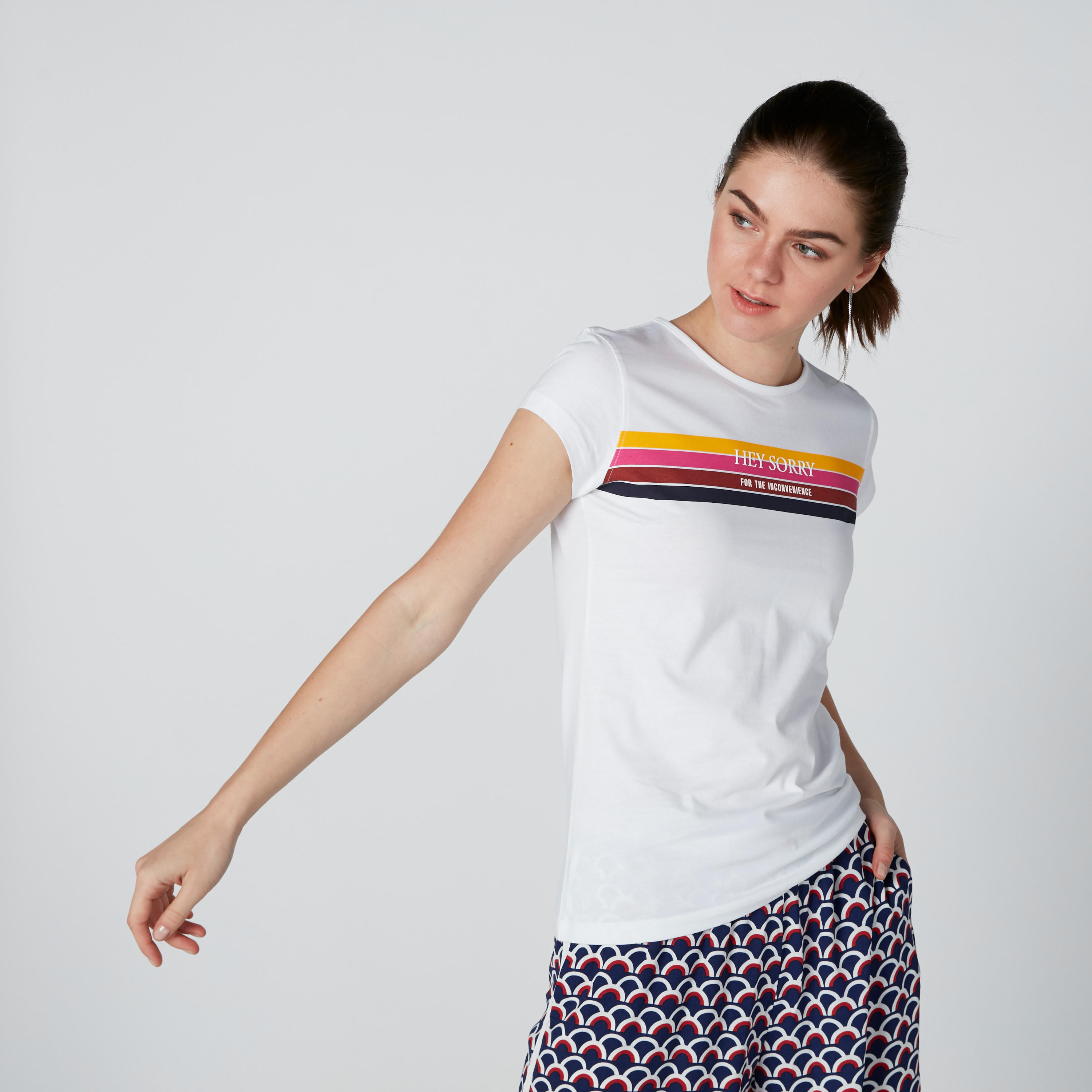 Printed T-Shirt in Slim Fit with Cap Sleeves-women-clothing-tshirts-image-4