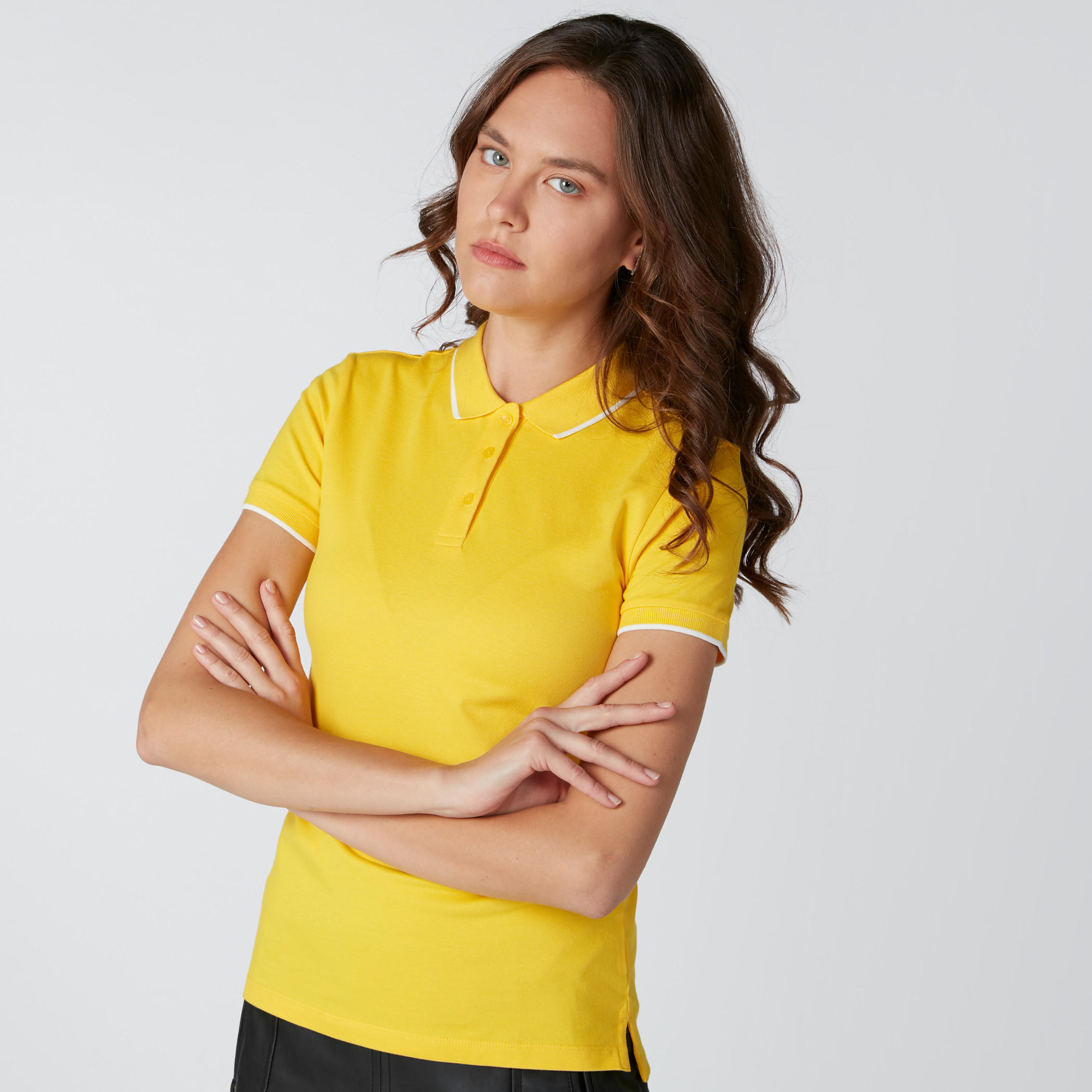 تيشيرت بياقة بولو وأكمام قصيرة ودرزات-women-clothing-tshirts-image-3