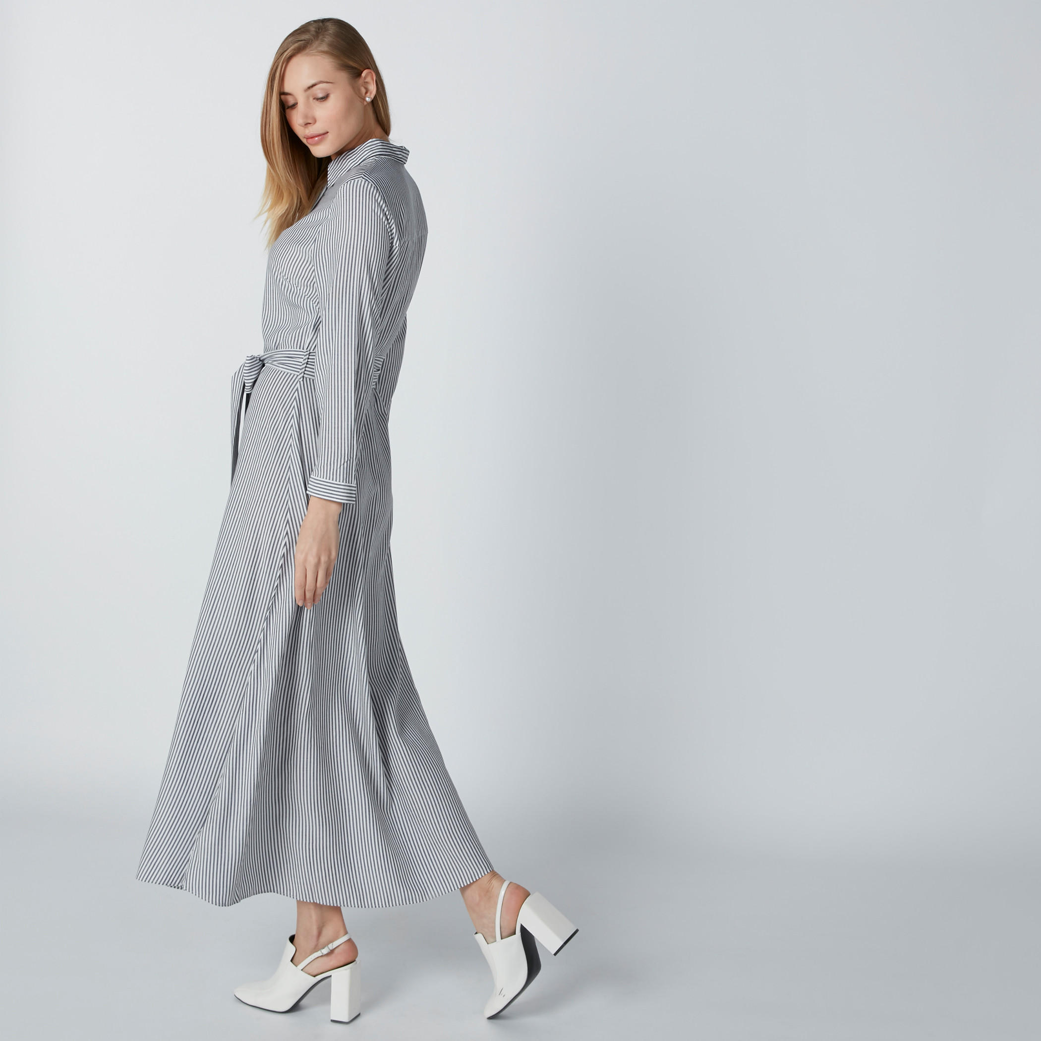 فستان قميص طويل مقلّم بأكمام طويلة وأزرار-women-clothing-dresses-image-2
