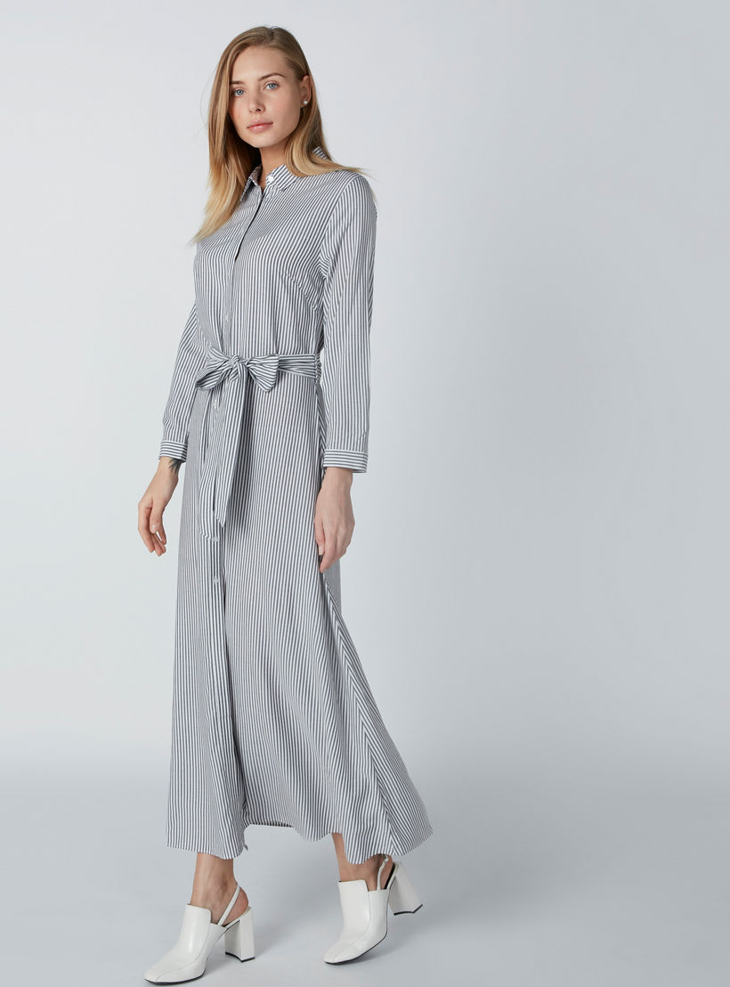 فستان قميص طويل مقلّم بأكمام طويلة وأزرار-women-clothing-dresses-image-4