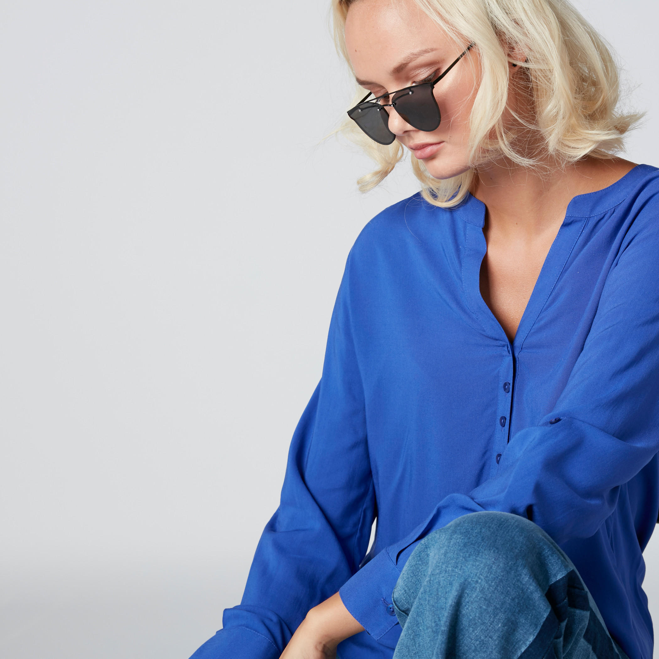 Mandarin Collar Top with Long Sleeves-women-clothing-shirtsandblouses-blouses-image-4