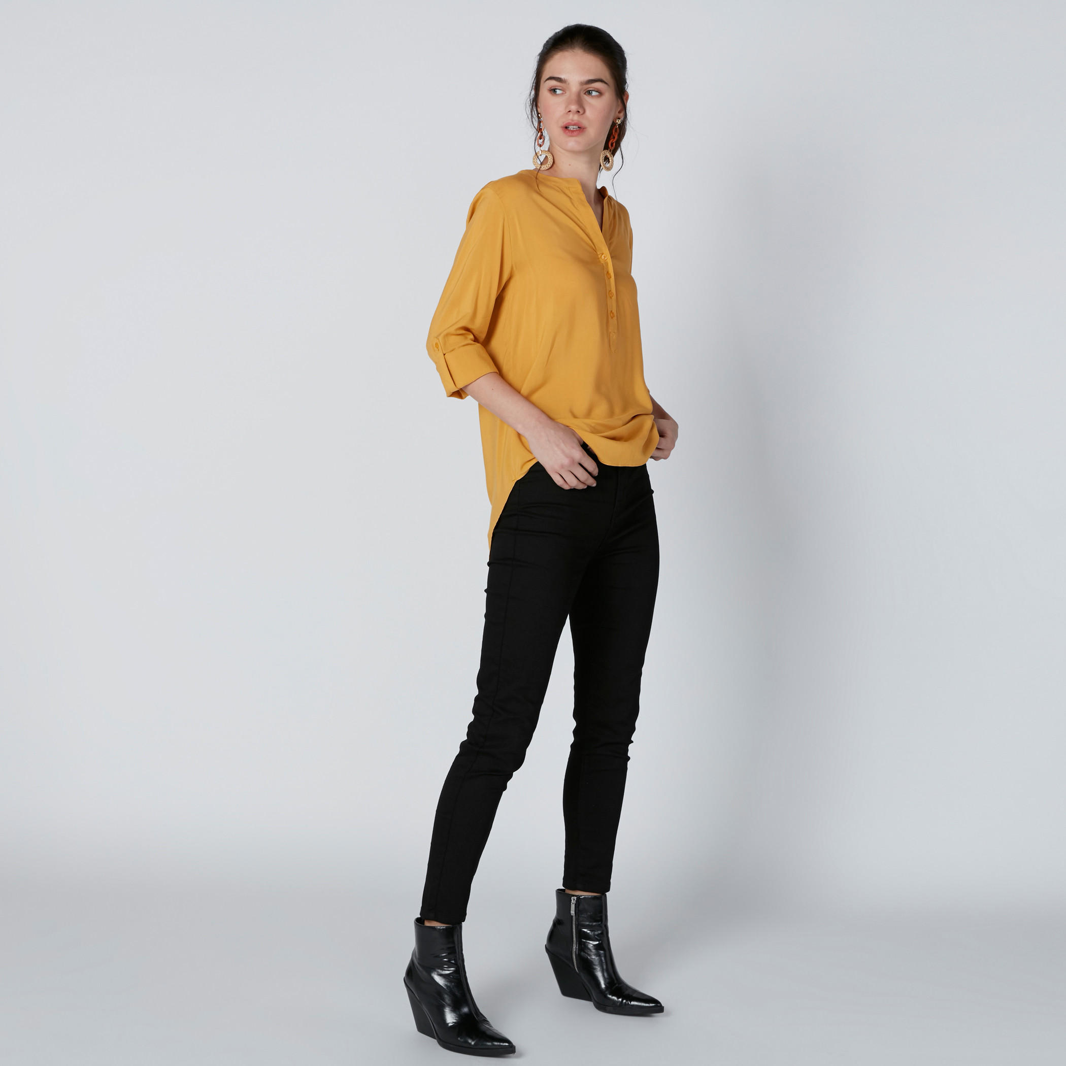 Mandarin Collar Top with Long Sleeves-women-clothing-shirtsandblouses-blouses-image-3