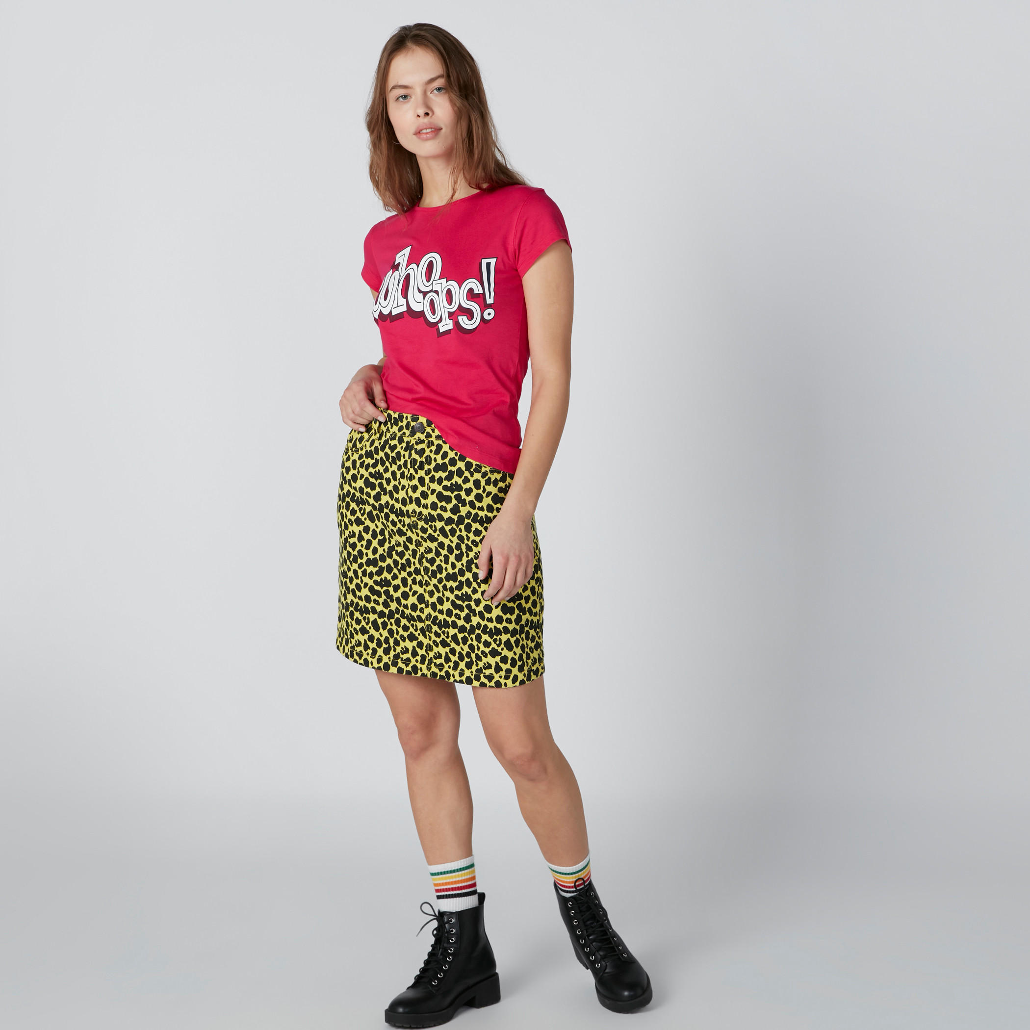 Printed T-Shirt with Round Neck and Cap Sleeves-women-clothing-tshirts-image-1