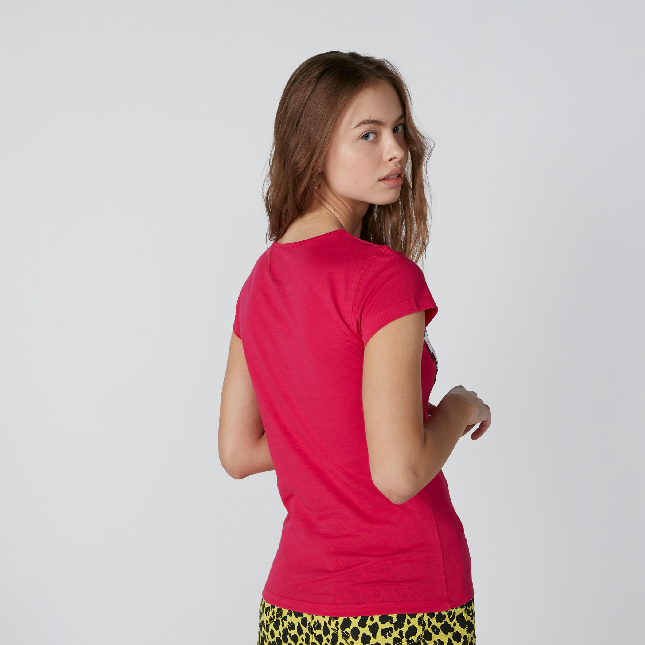 Printed T-Shirt with Round Neck and Cap Sleeves-women-clothing-tshirts-image-2