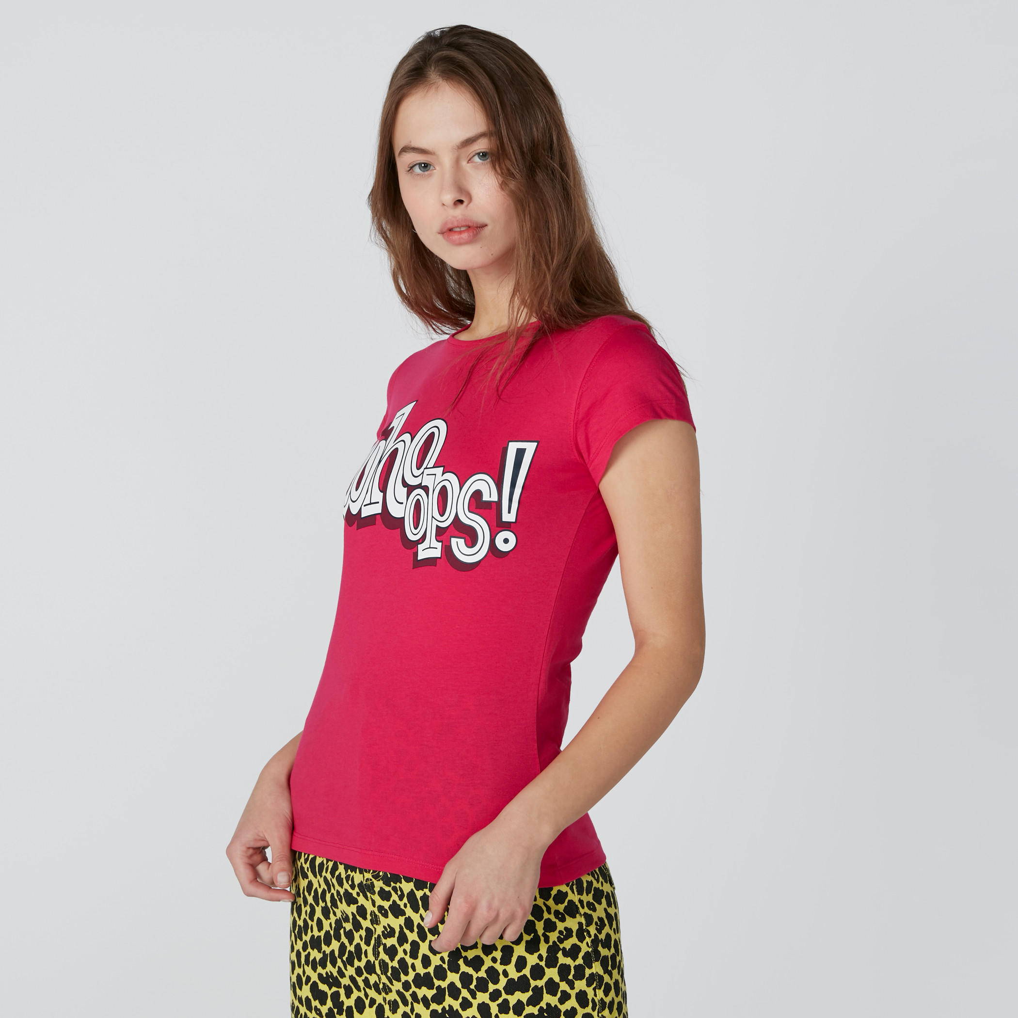 Printed T-Shirt with Round Neck and Cap Sleeves-women-clothing-tshirts-image-3