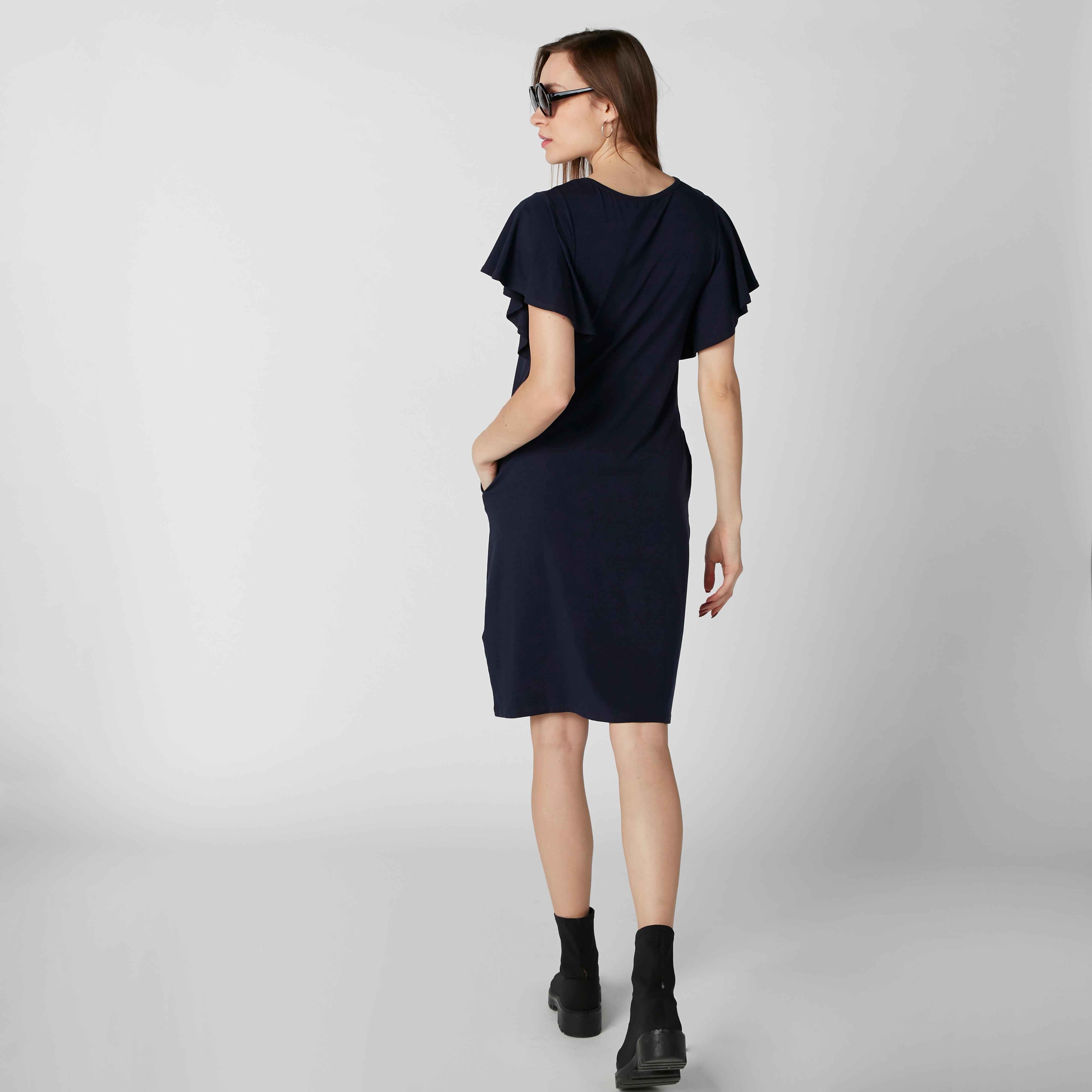 فستان متوسط الطول بياقة مستديرة وجيوب-women-clothing-dresses-image-2