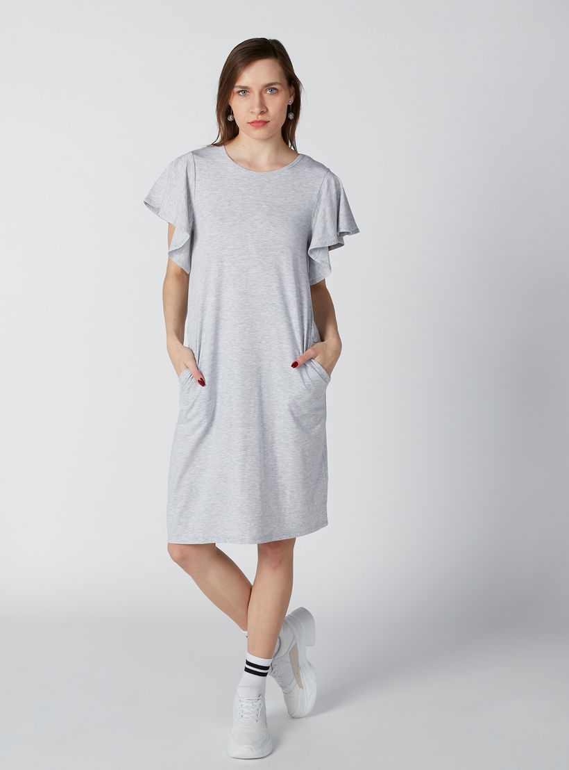 فستان متوسط الطول بأكمام بتفاصيل كشكش-women-clothing-dresses-image-1