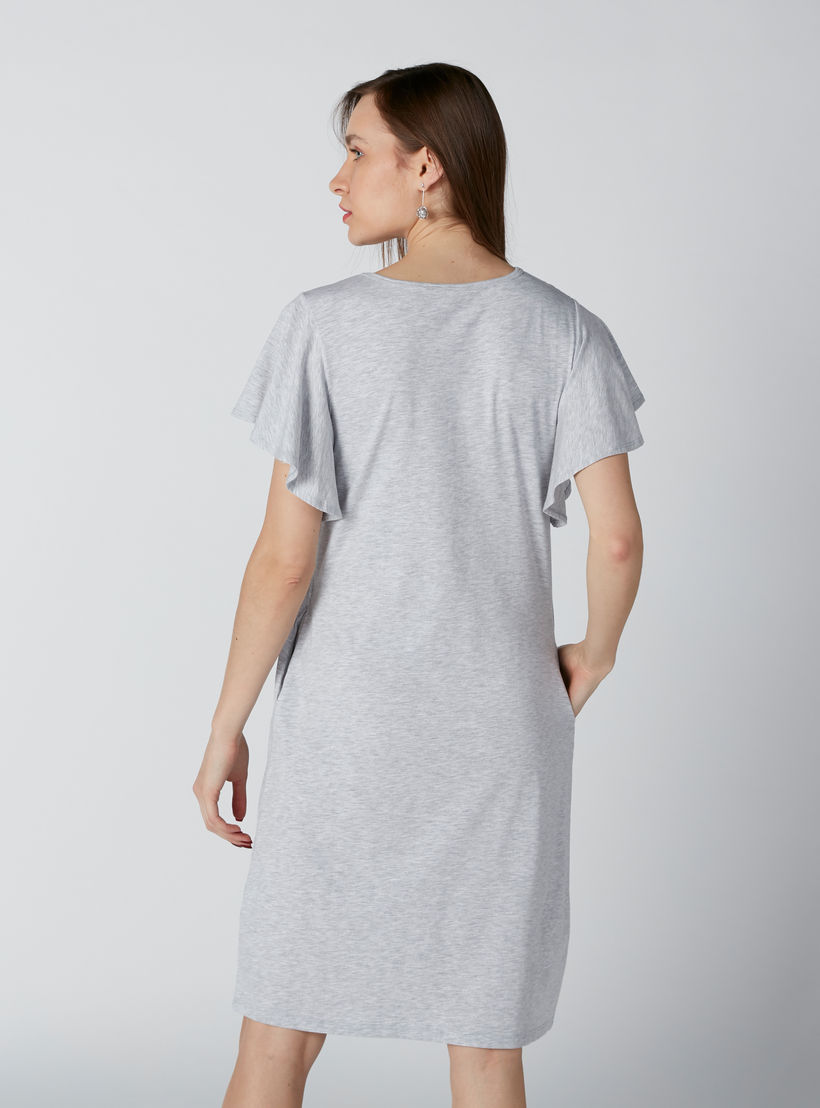 فستان متوسط الطول بأكمام بتفاصيل كشكش-women-clothing-dresses-image-2