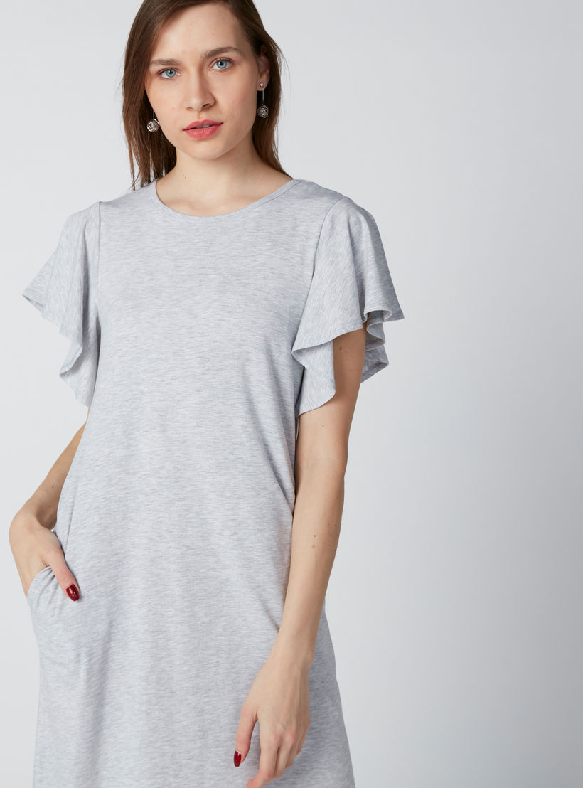 فستان متوسط الطول بأكمام بتفاصيل كشكش-women-clothing-dresses-image-5