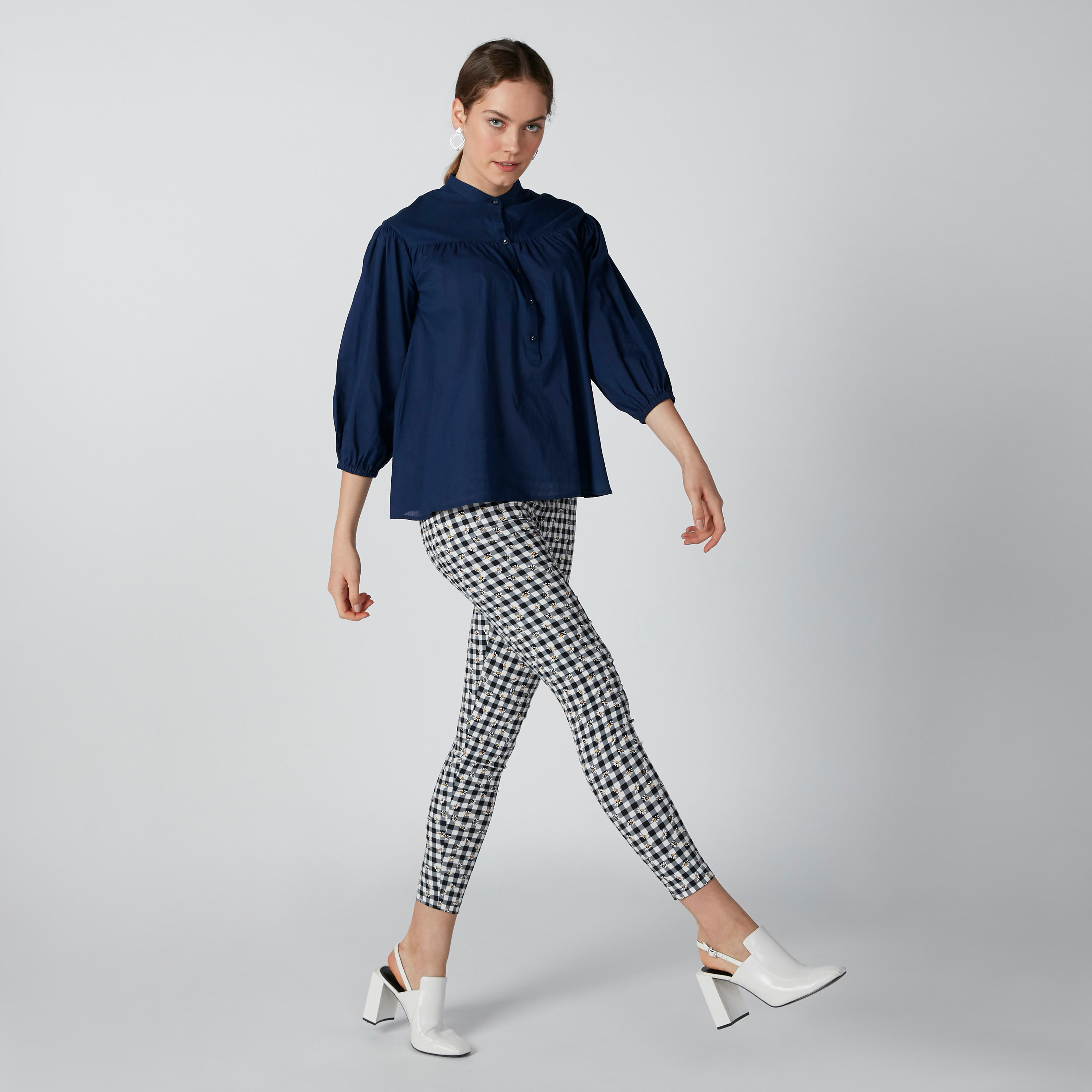 قميص مستدام طويل بياقة ماندارين -women-clothing-shirtsandblouses-blouses-image-1