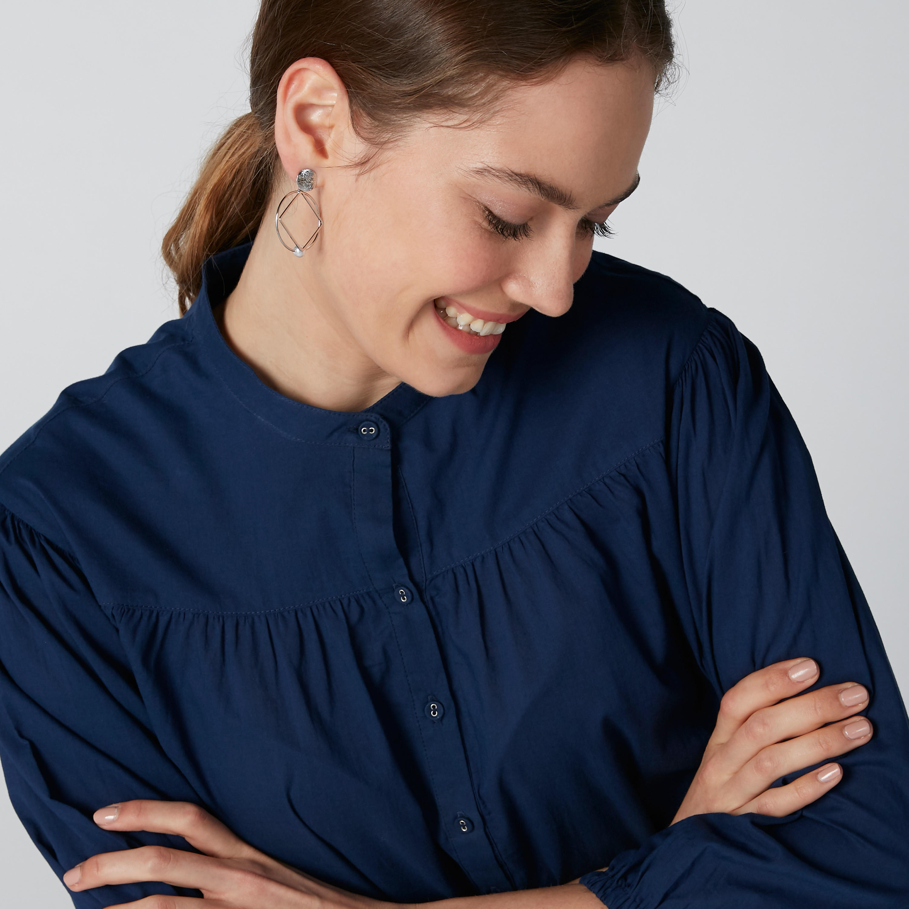قميص مستدام طويل بياقة ماندارين -women-clothing-shirtsandblouses-blouses-image-5