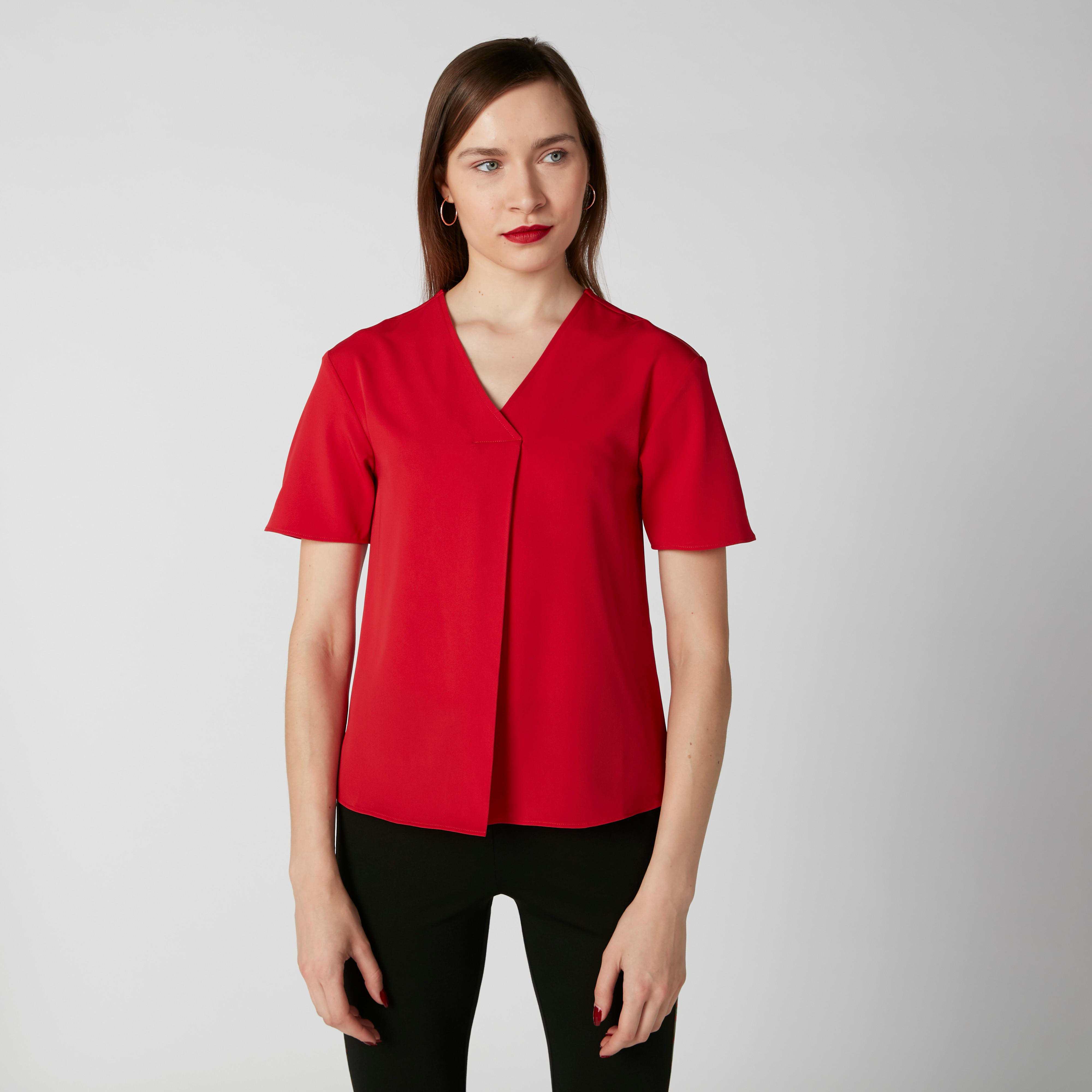 V-Neck Top with Short Sleeves-women-clothing-shirtsandblouses-blouses-image-1