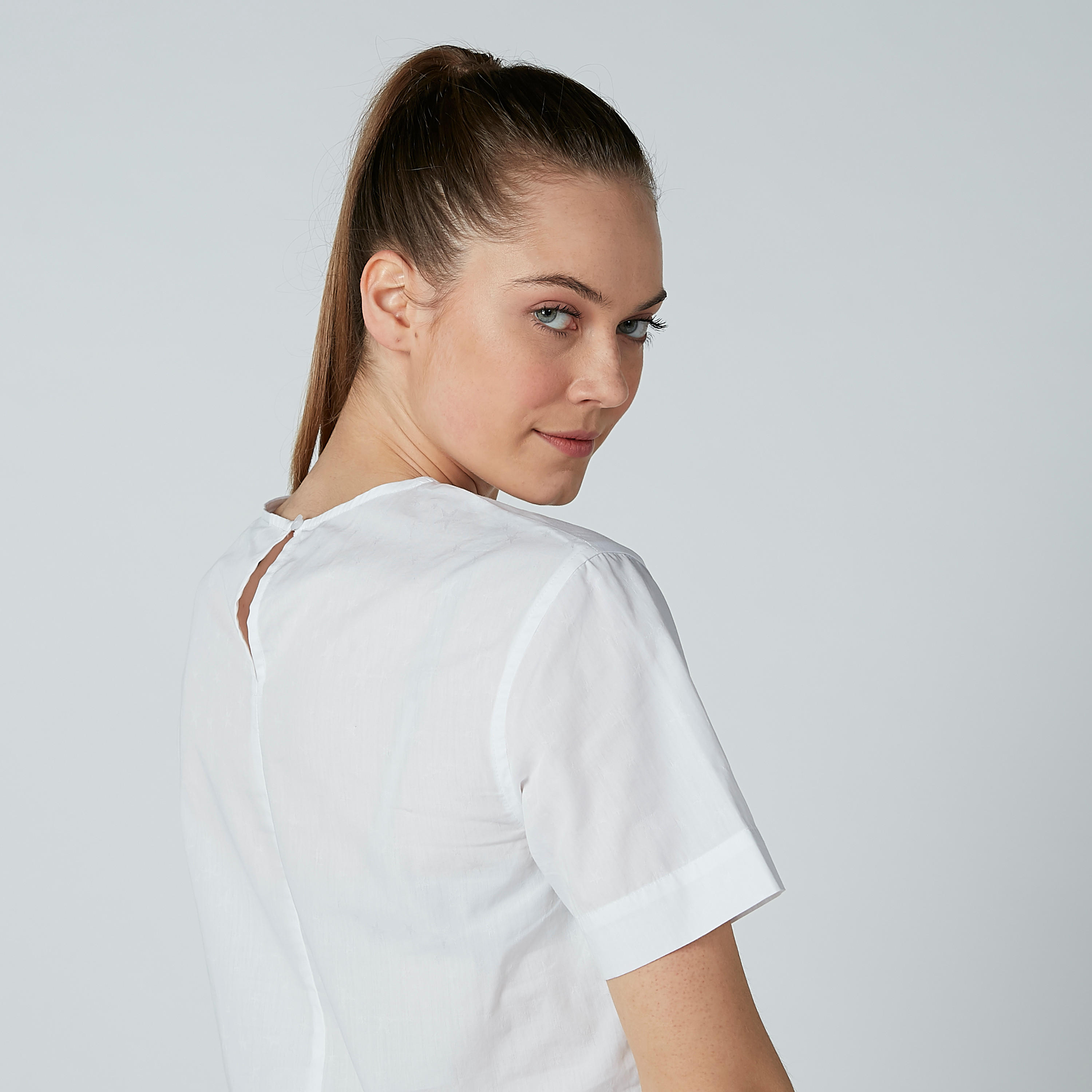 Solid Top with Round Neck and Short Sleeves-women-clothing-shirtsandblouses-blouses-image-2
