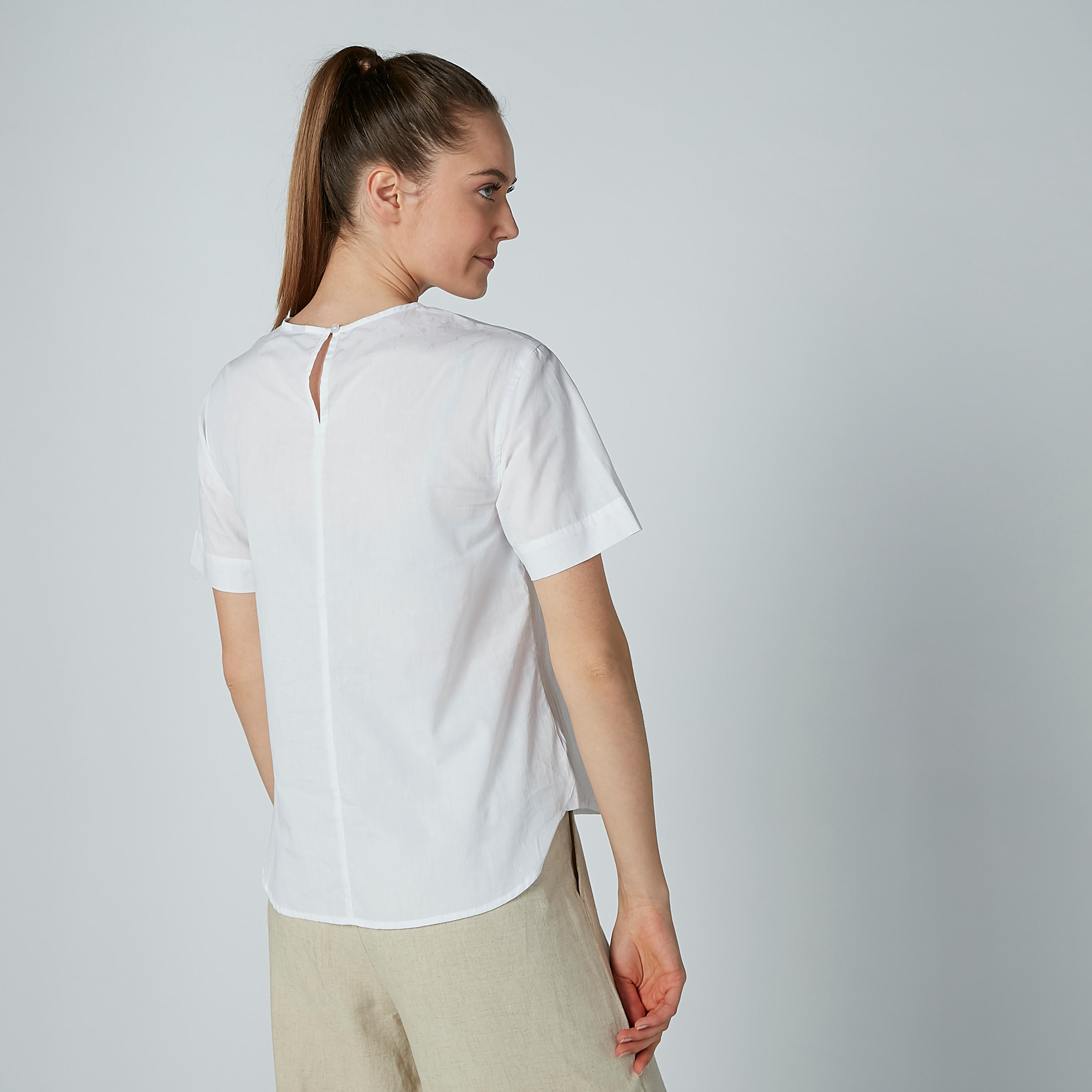 Solid Top with Round Neck and Short Sleeves-women-clothing-shirtsandblouses-blouses-image-4