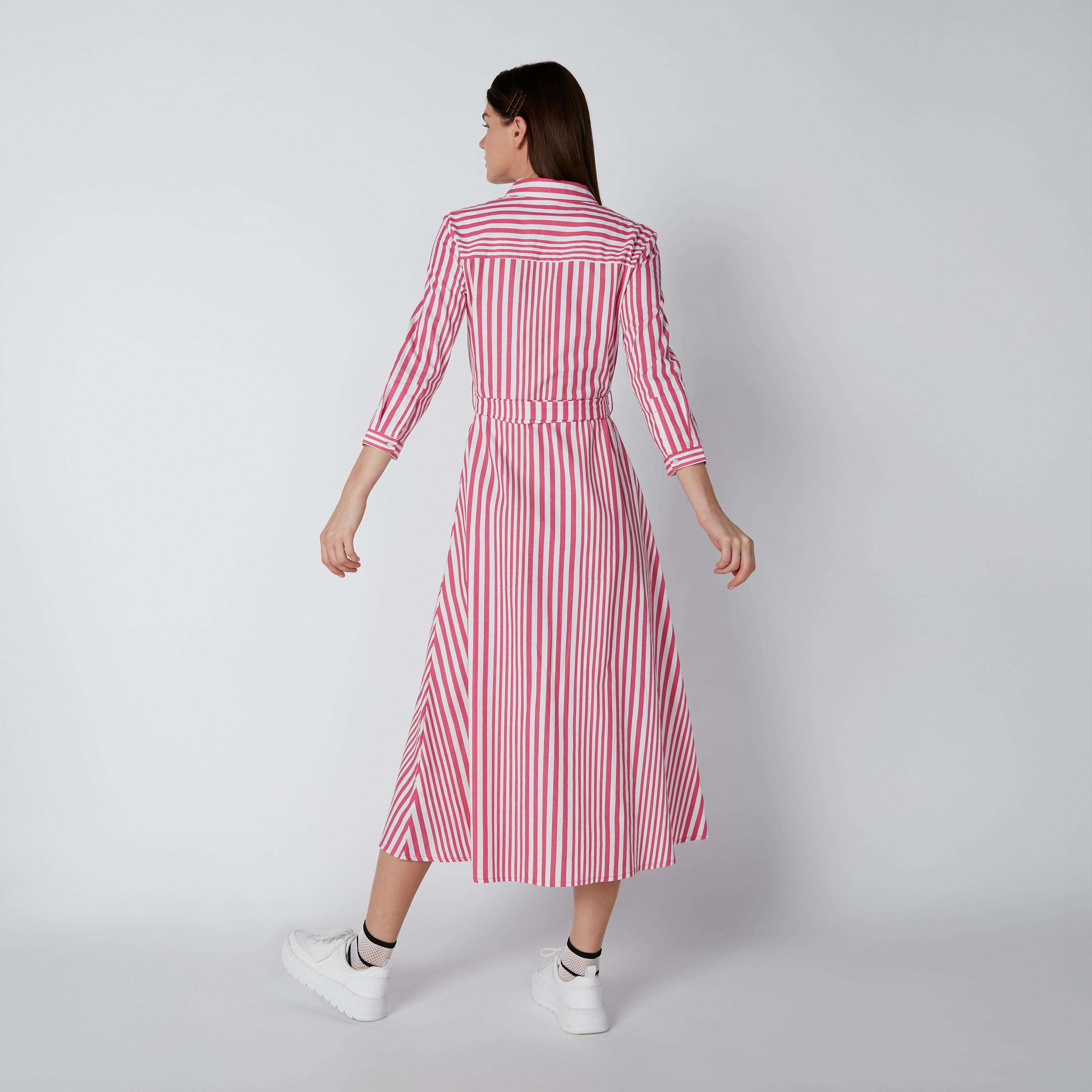 فستان قميص مقلم بحزام رباط-women-clothing-dresses-image-2