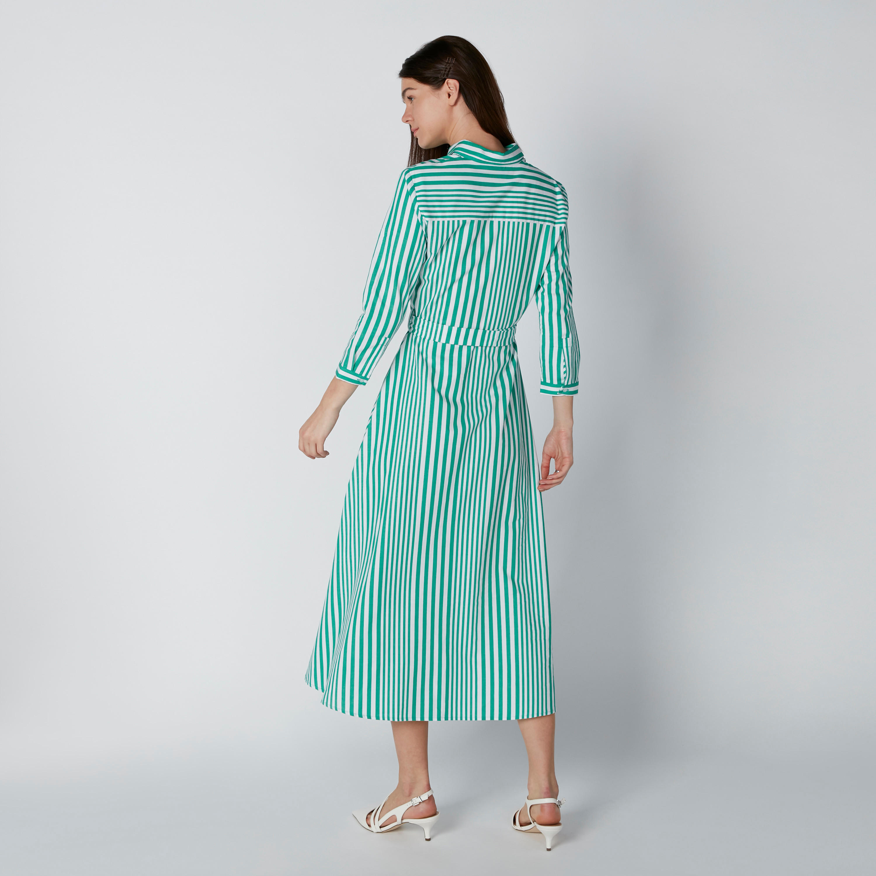 فستان قميص متوسط الطول مقلم بحزام-women-clothing-dresses-image-2