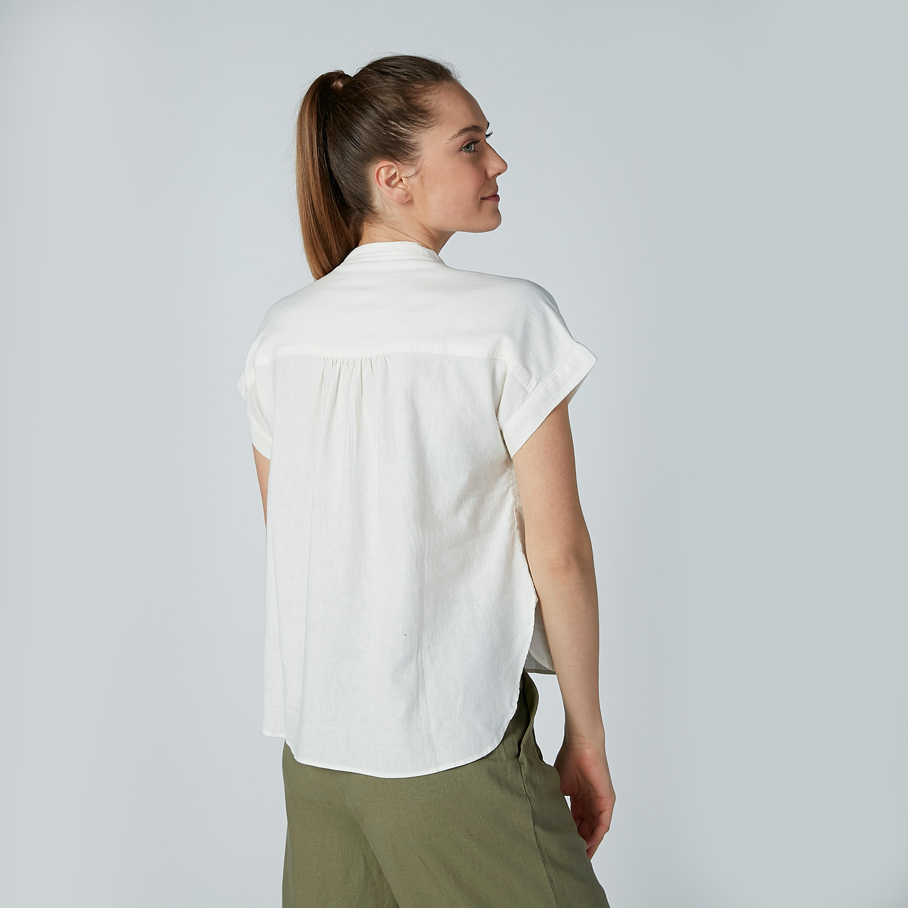 Solid Top with Mandarin Collar and Cap Sleeves-women-clothing-shirtsandblouses-blouses-image-4